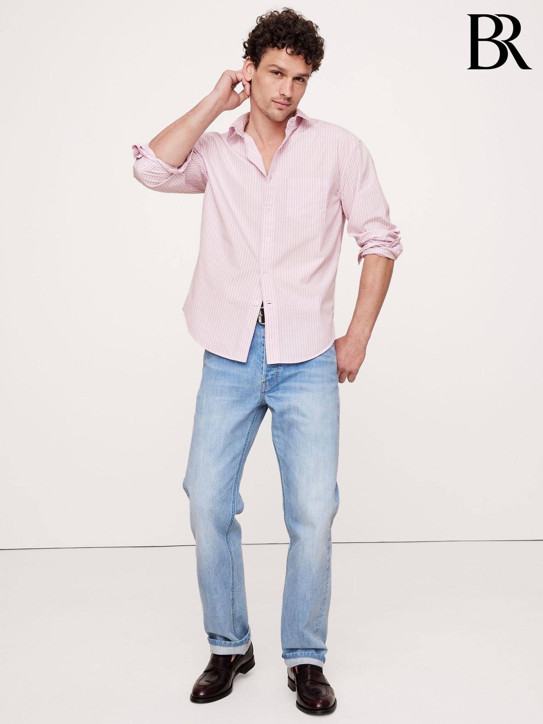 Banana Republic Pink Stripe Relaxed Poplin Shirt (F28725) | £75