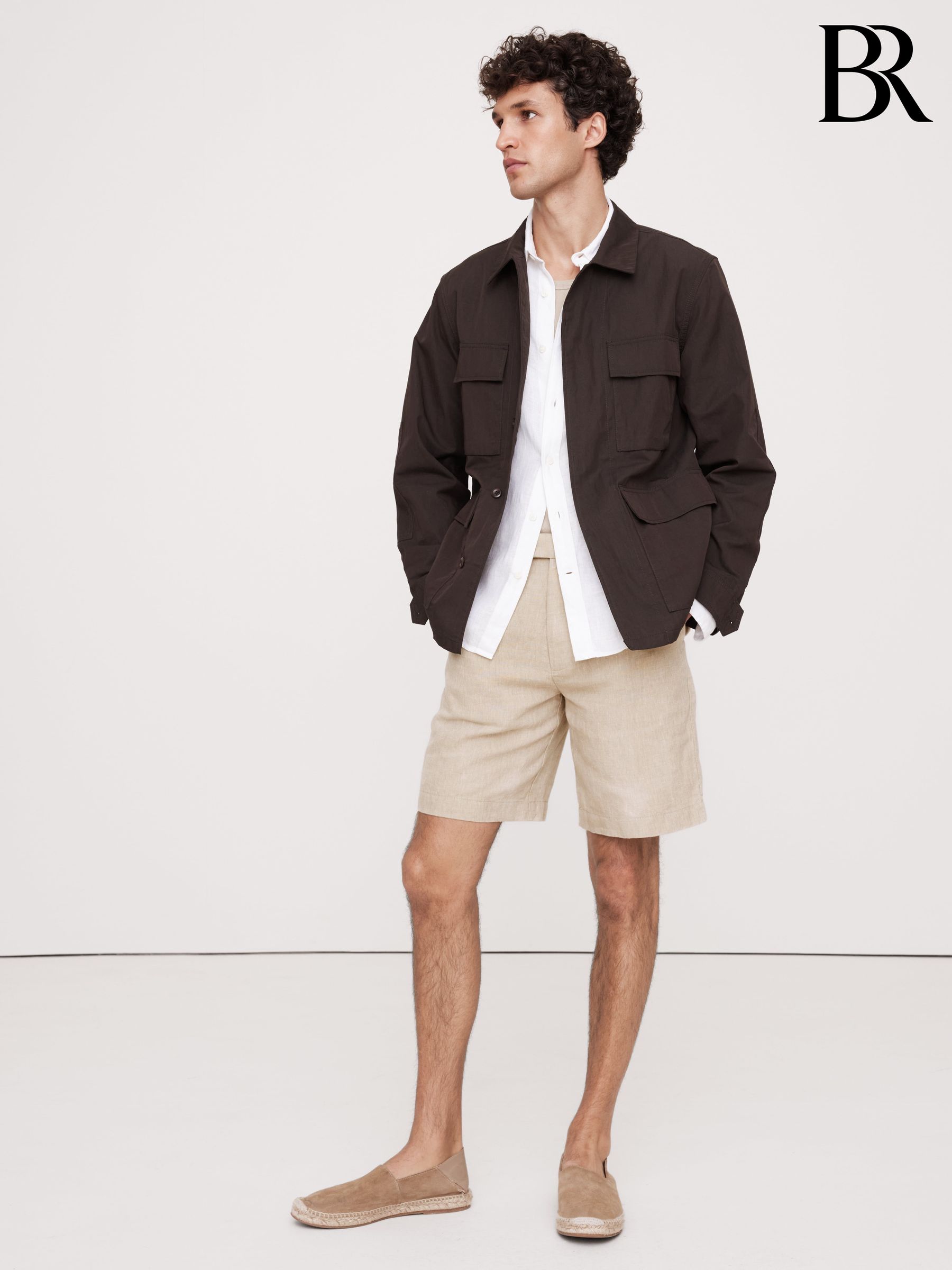 Banana Republic Beige 9 Inch Linen Shorts (F28730) | £65