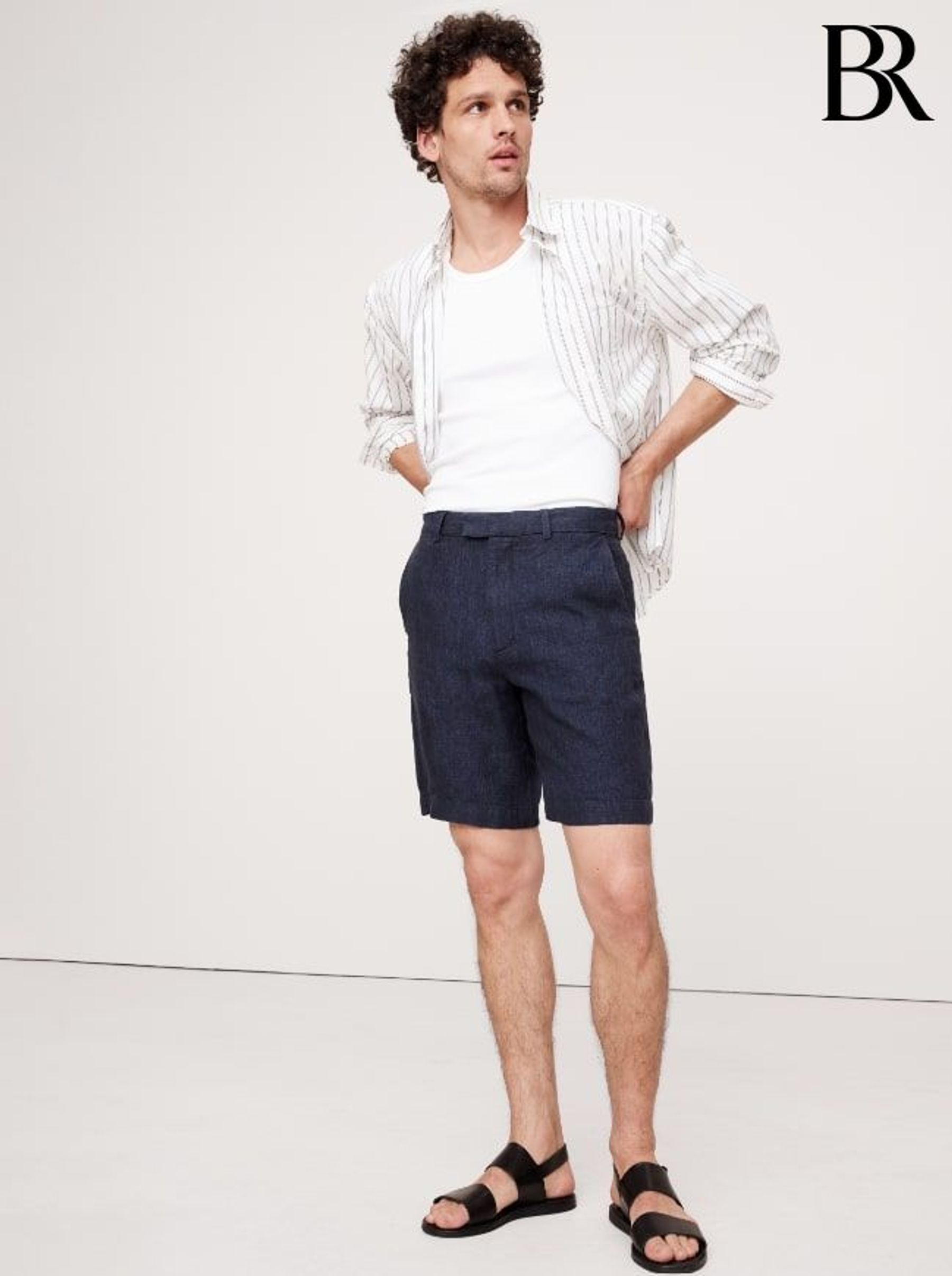 Banana Republic Navy Blue 9 Inch Linen Shorts (F28731) | £65