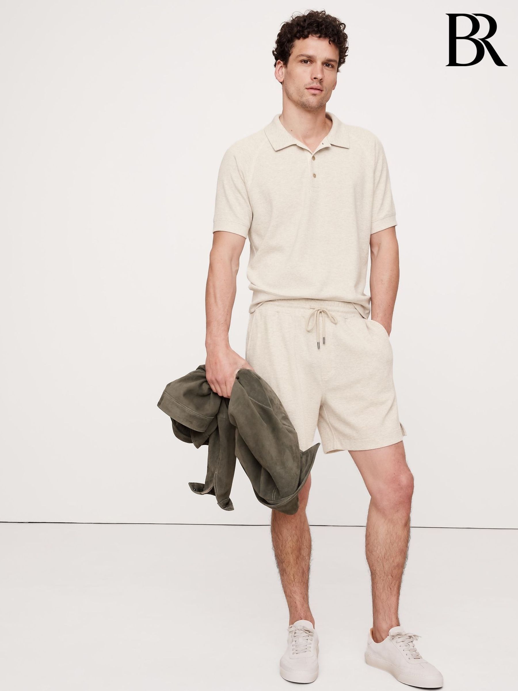 Banana Republic Beige Waffle Knit Pull On Shorts (F28734) | £50