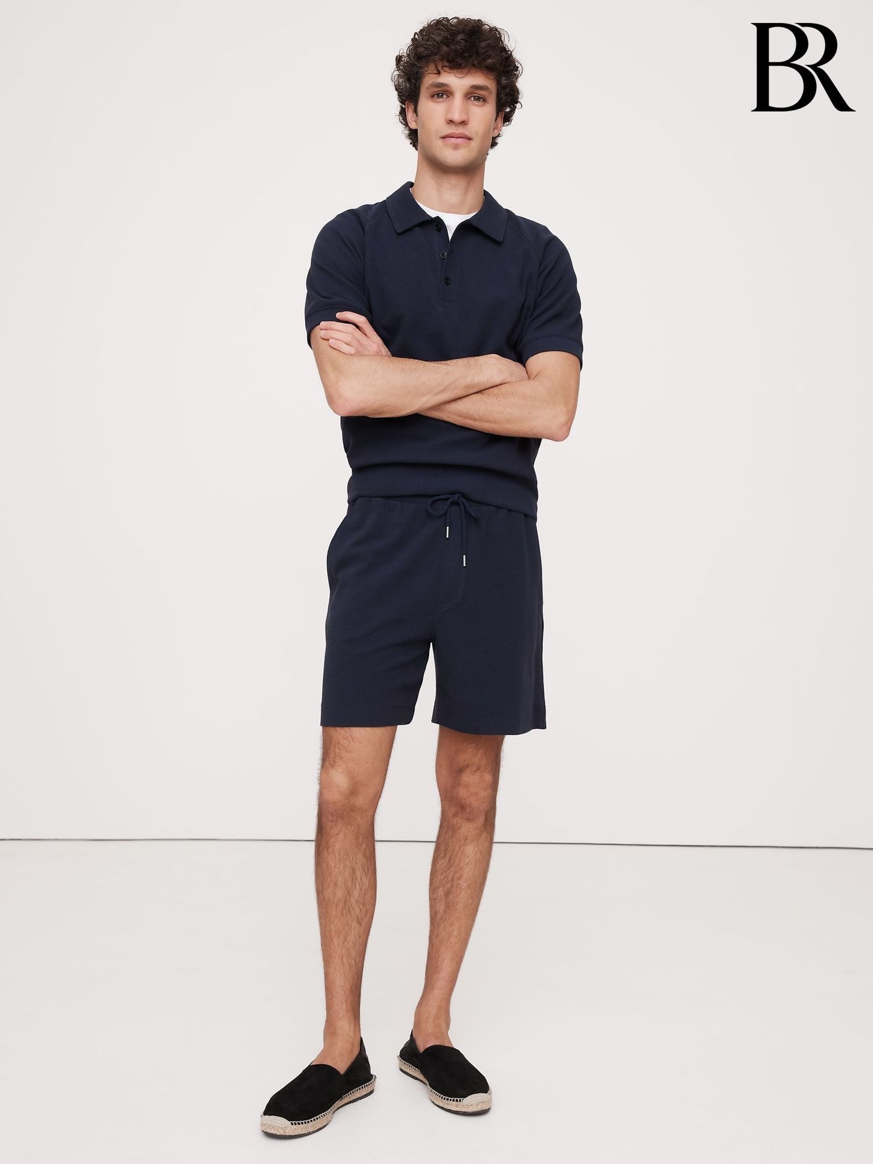 Banana Republic Blue Waffle Knit Pull On Shorts (F28739) | £50