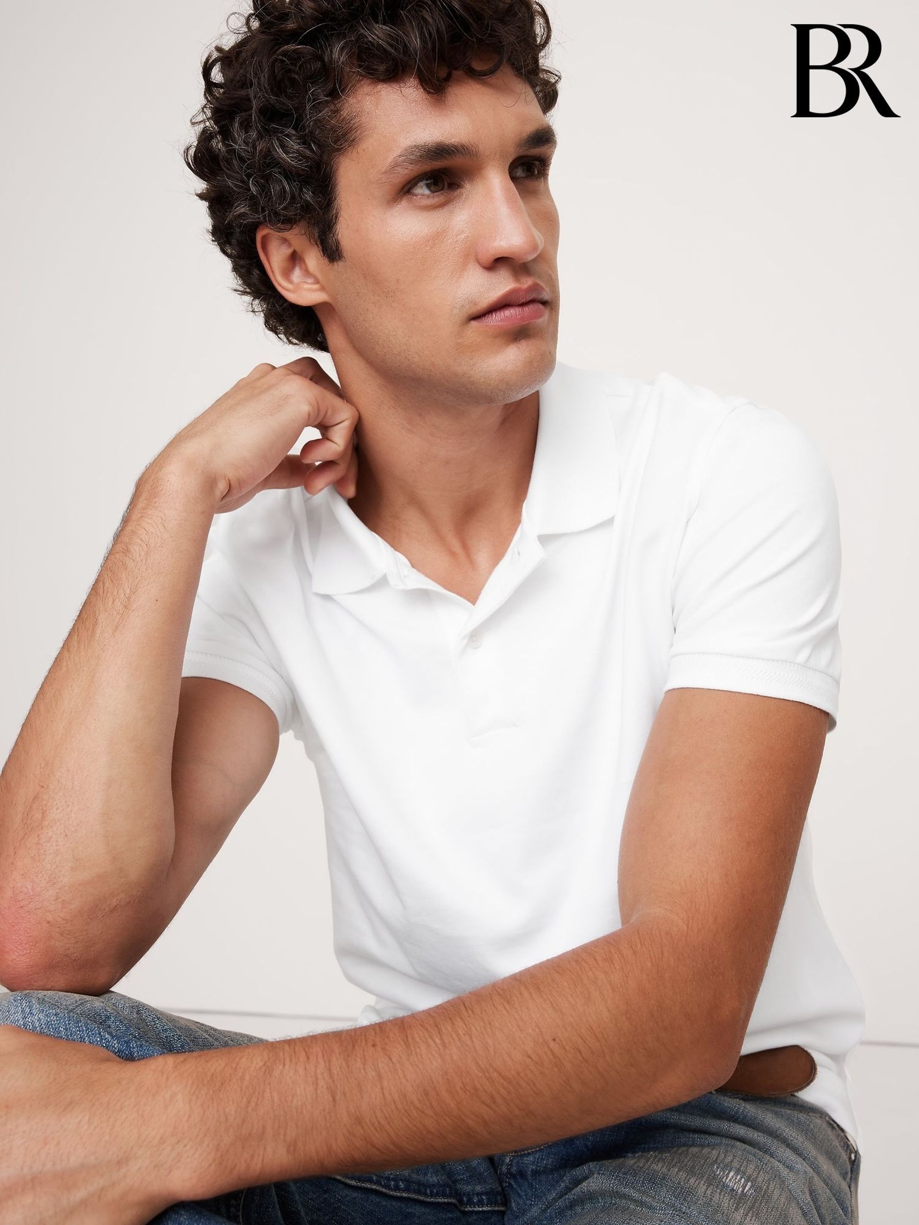 Banana Republic White Luxury-Touch Polo T-Shirts (F28743) | £45