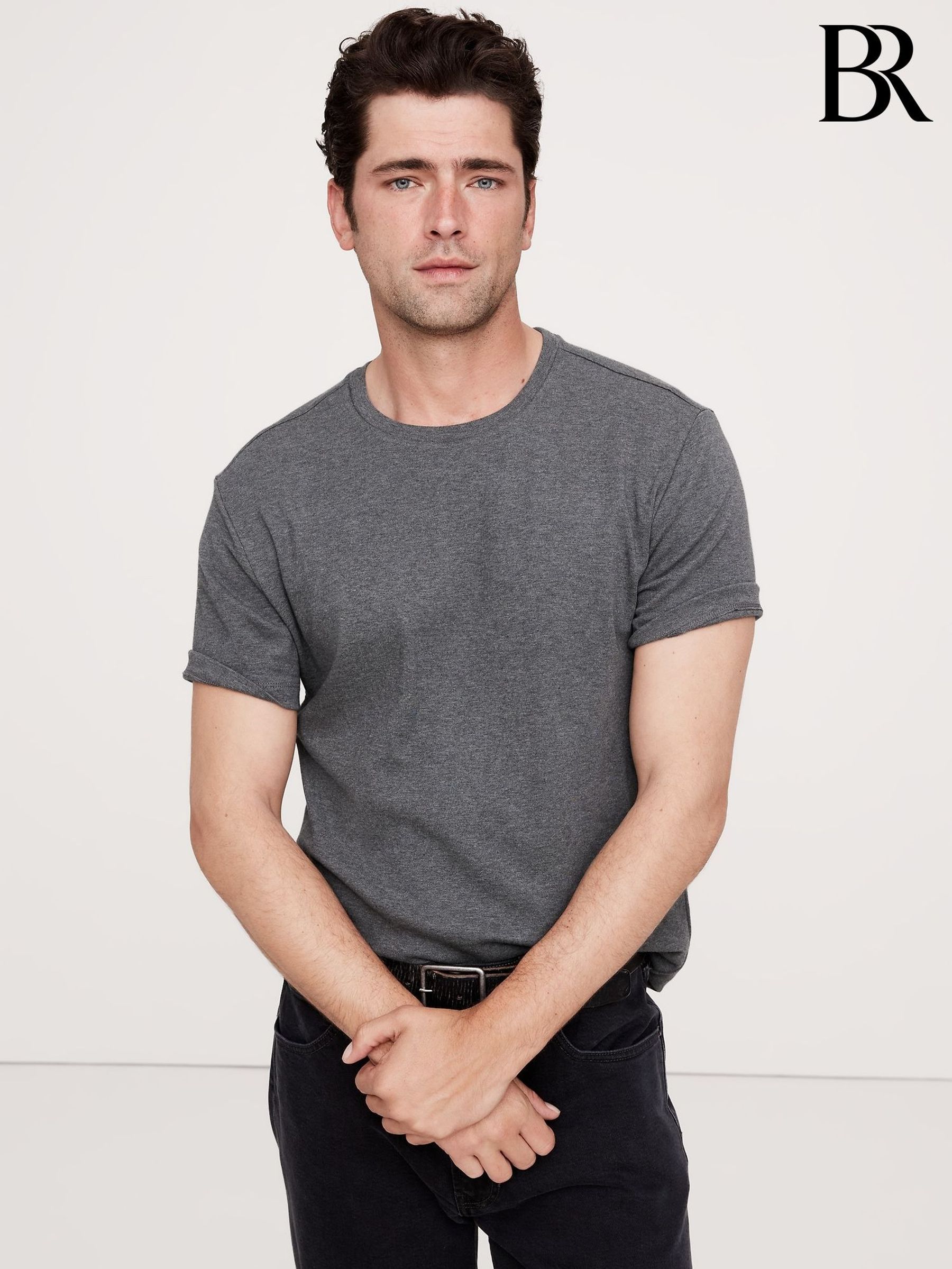 Banana Republic Grey Luxury-Touch Crew Neck T-Shirt (F28748) | £40