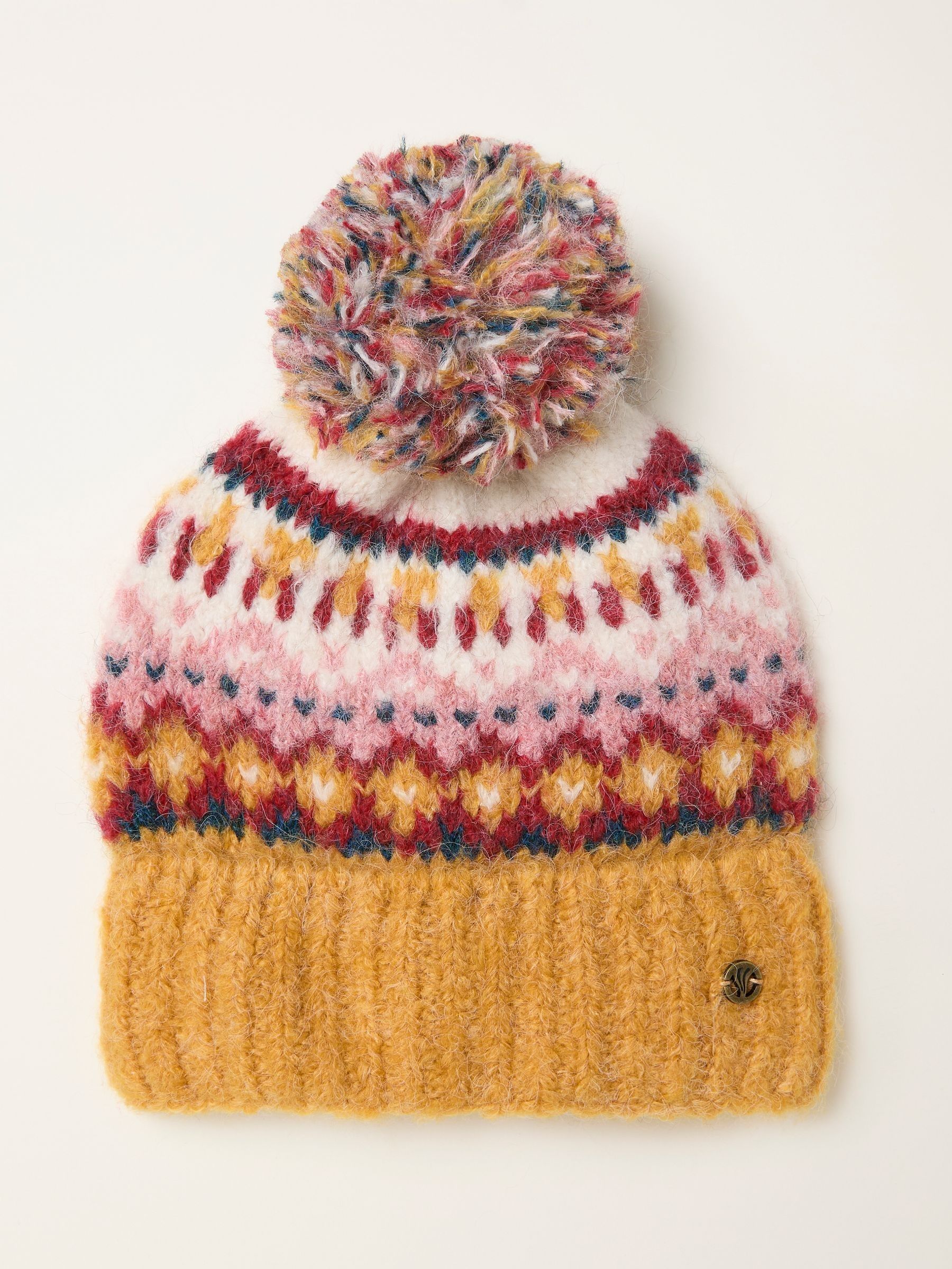 Luna Mustard Yellow Fairisle Bobble Hat (F28840) | £25