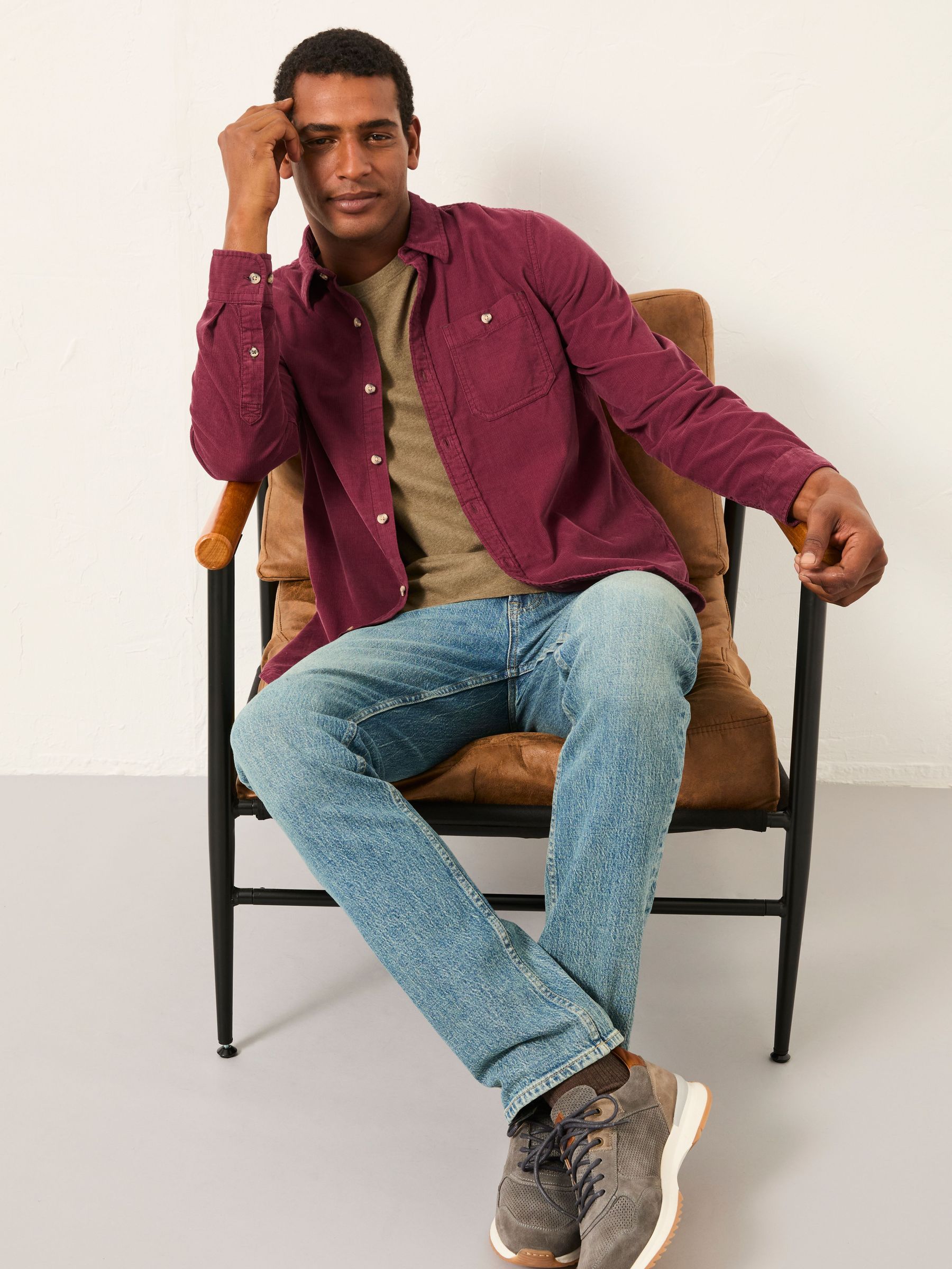 Claret Long Sleeve Cord Shirt (F30432) | £55