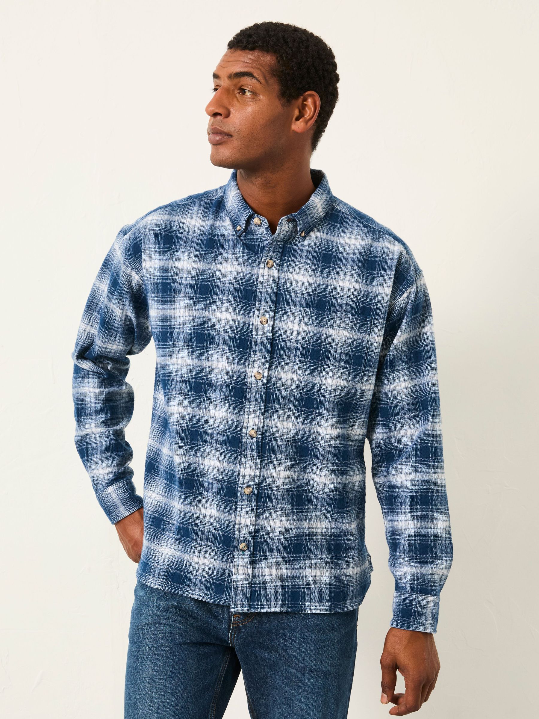 Morley Blue Long Sleeve Relaxed Fit Check Shirt (F30447) | £49.50