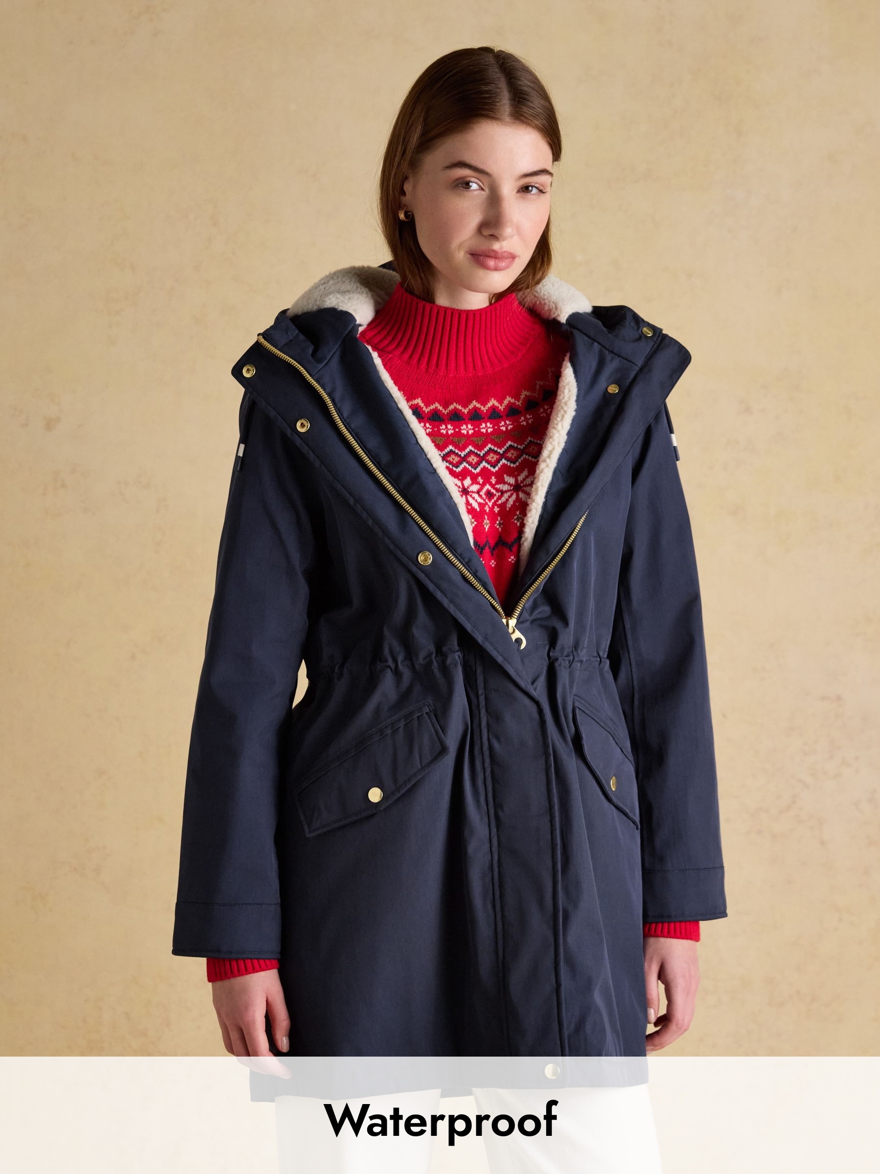 Portwell Cosy Navy Fleece Lined Waterproof Raincoat with Hood (F31329) | £109