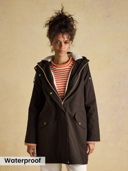 Portwell Cosy Brown Fleece Lined Waterproof Raincoat with Hood