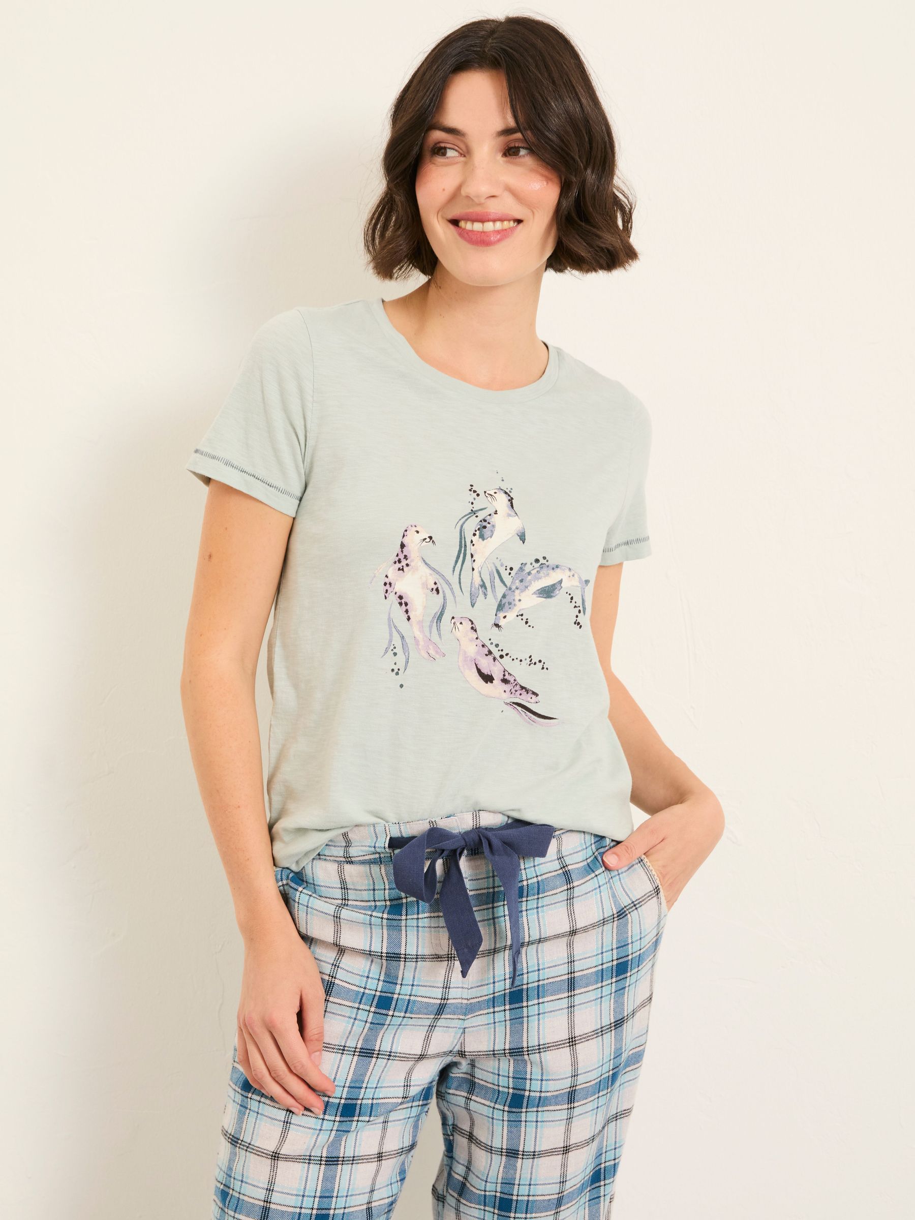 Natalie Pale Blue Seal Graphic T Shirt (F31535) | £25