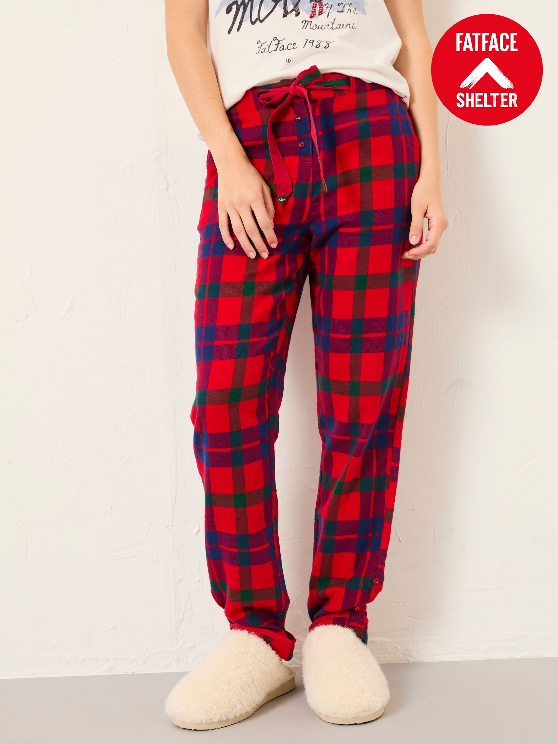 Eva Shelter Red Alpine Check Pyjama Bottoms (F31546) | £36