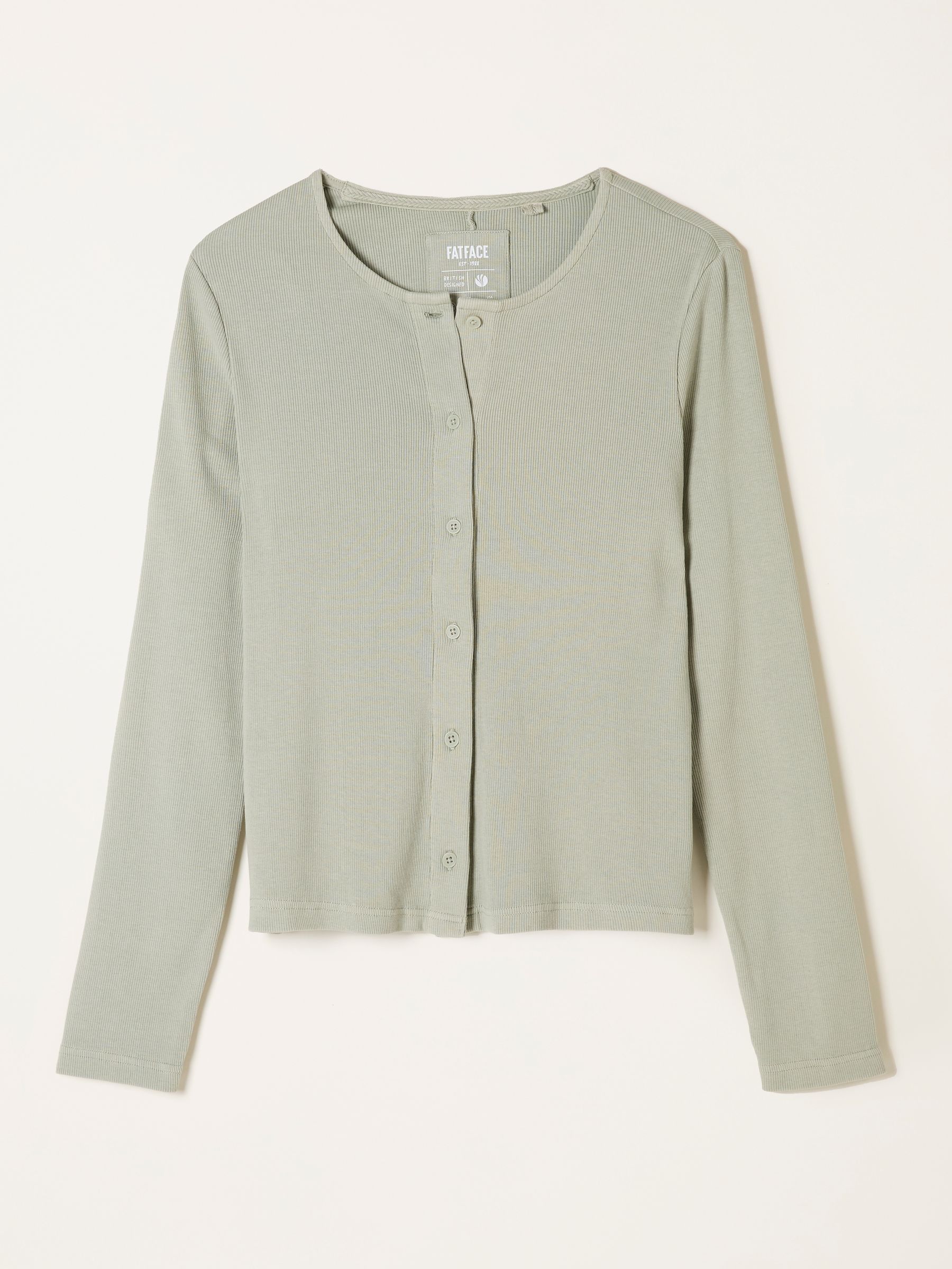 Pistachio Green Button Through Rib Top (F31549) | £29.50