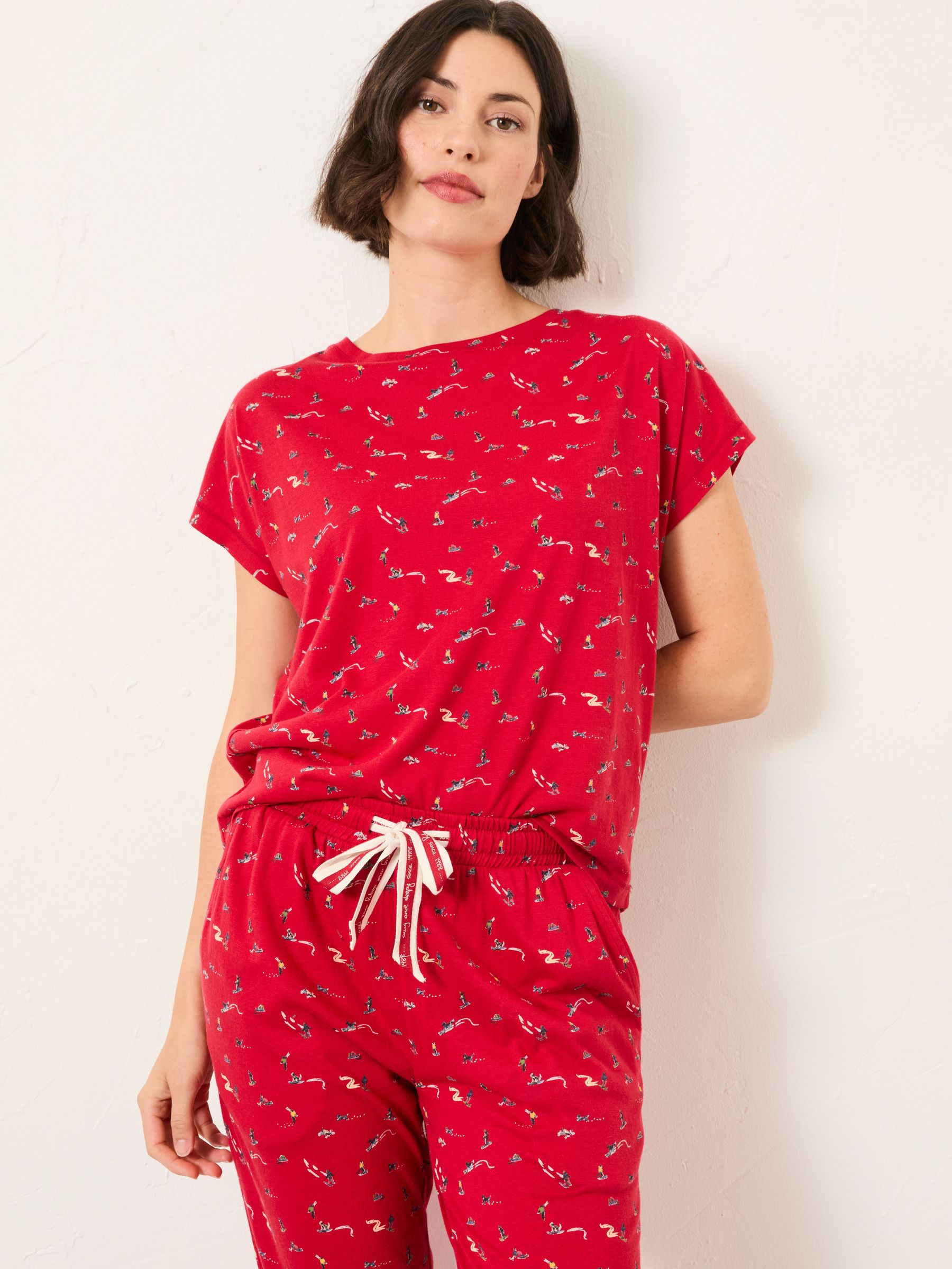 Red Ski Ditsy Jersey Pyjama Set (F31556) | £46