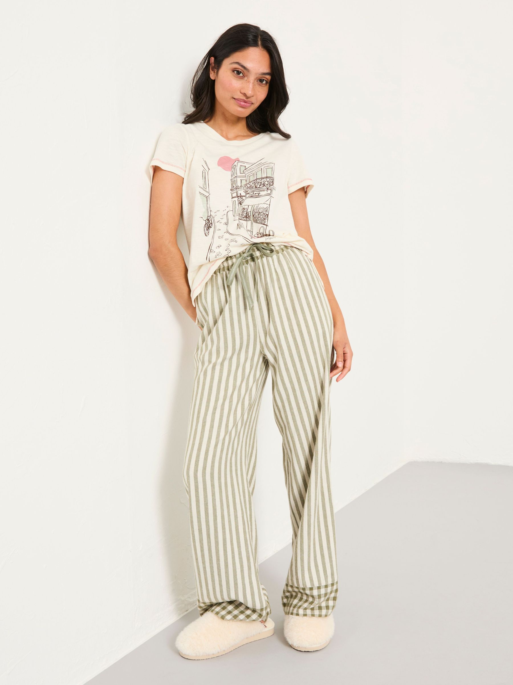 Lola Green Metallic Stripe Pyjama Bottoms (F31559) | £36