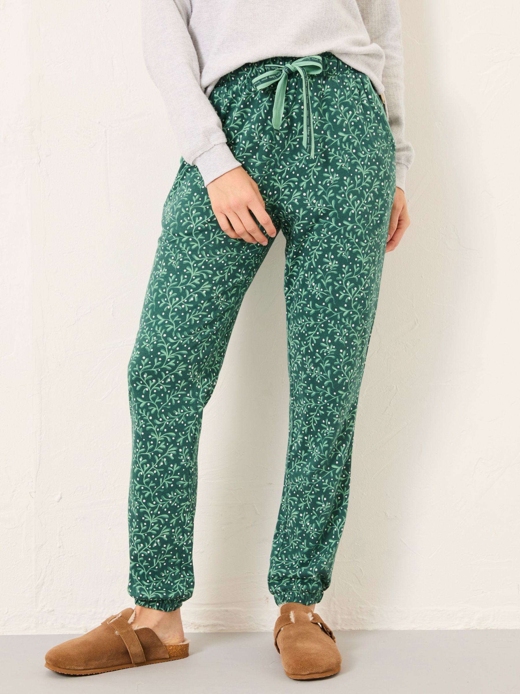 Cora Dark Green Mistletoe Pyjama Bottoms (F31566) | £32.50