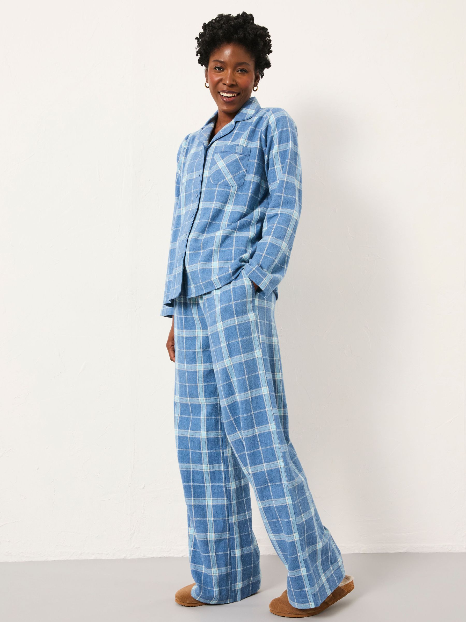 Blue Metallic Check Pyjama Set (F31593) | £65
