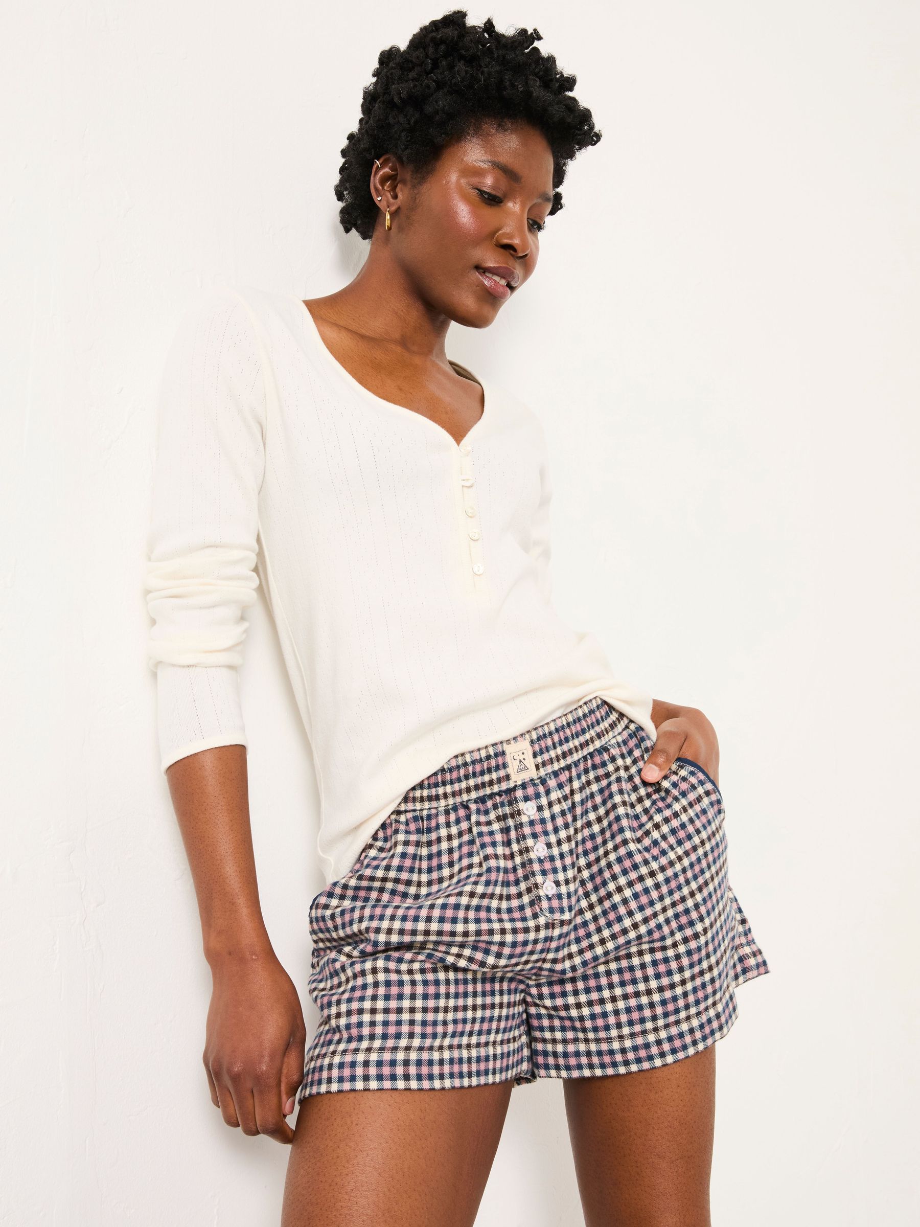 Purple Mini Check Boyfriend Pyjama Shorts (F31612) | £28