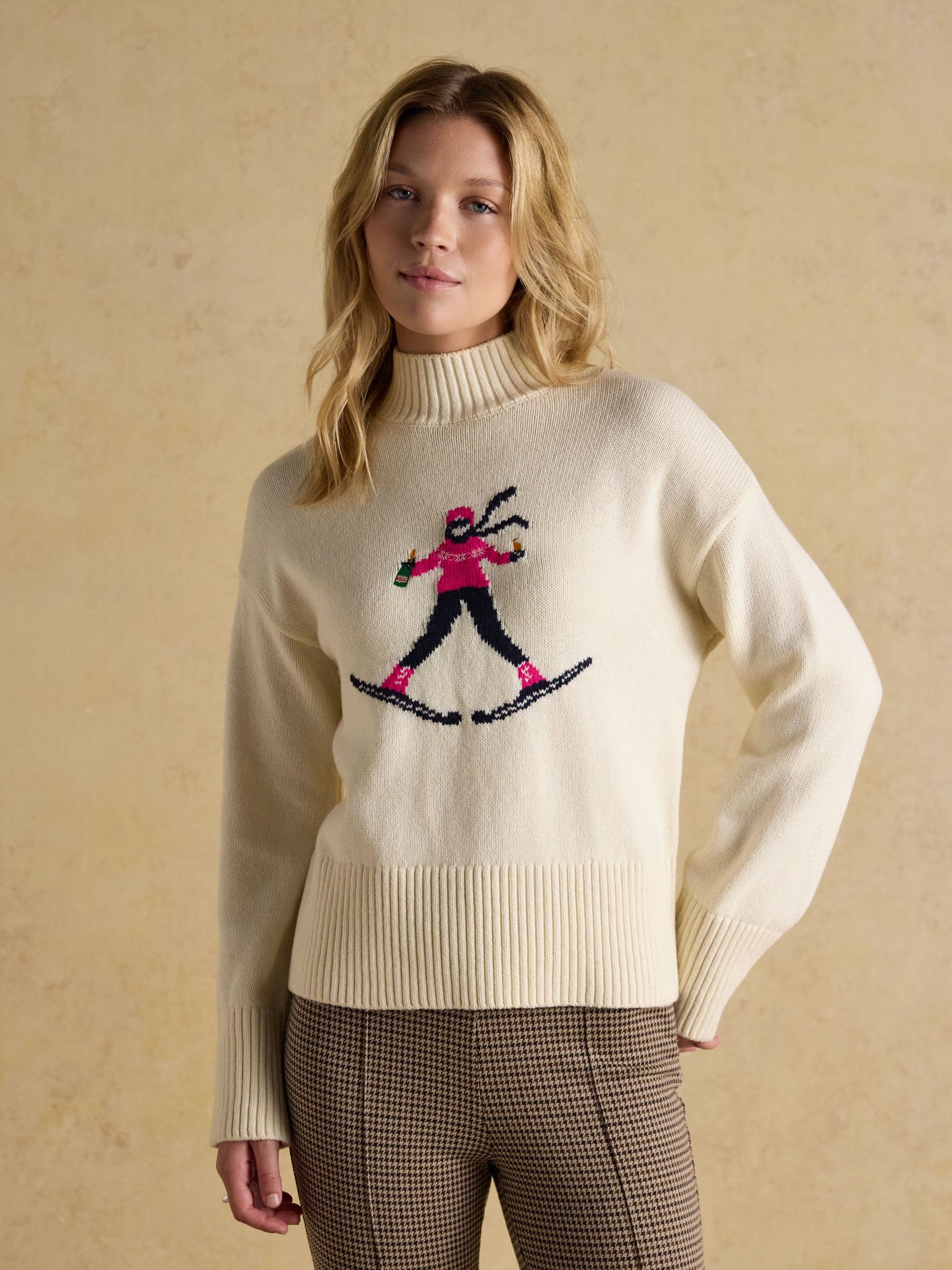Abigail Cream Ski Intarsia High Neck Jumper