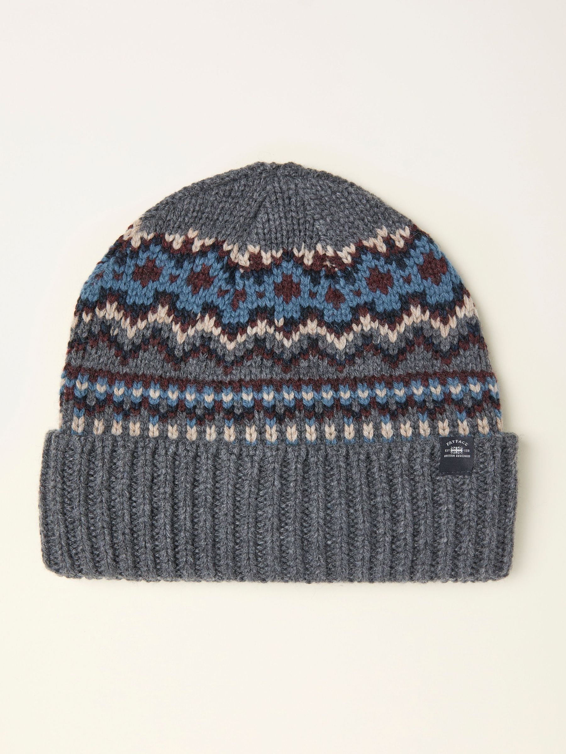 Grey Fairisle Beanie (F31870) | £25