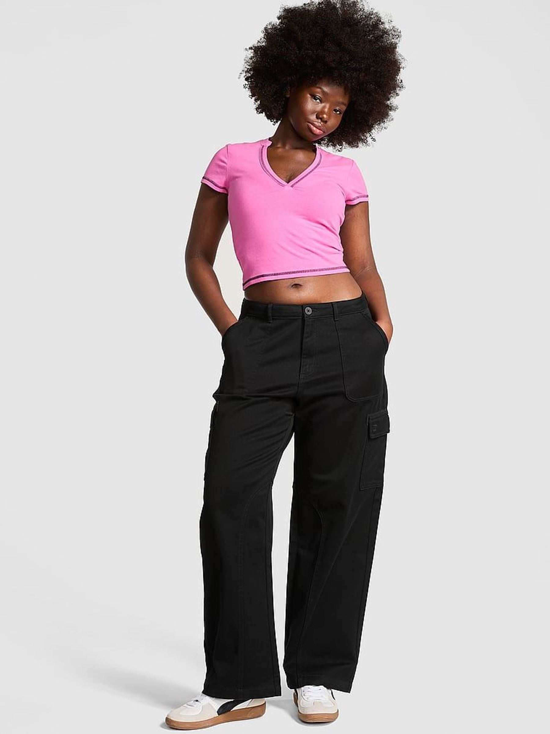 Black Twill Cargo Trousers (F32111) | £59