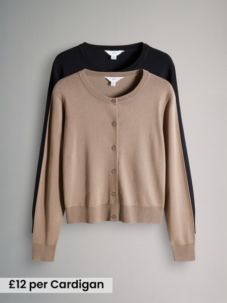 Black/Neutral - 3 Pack Fine Knit Button Through Cardigans (F33137) | £24