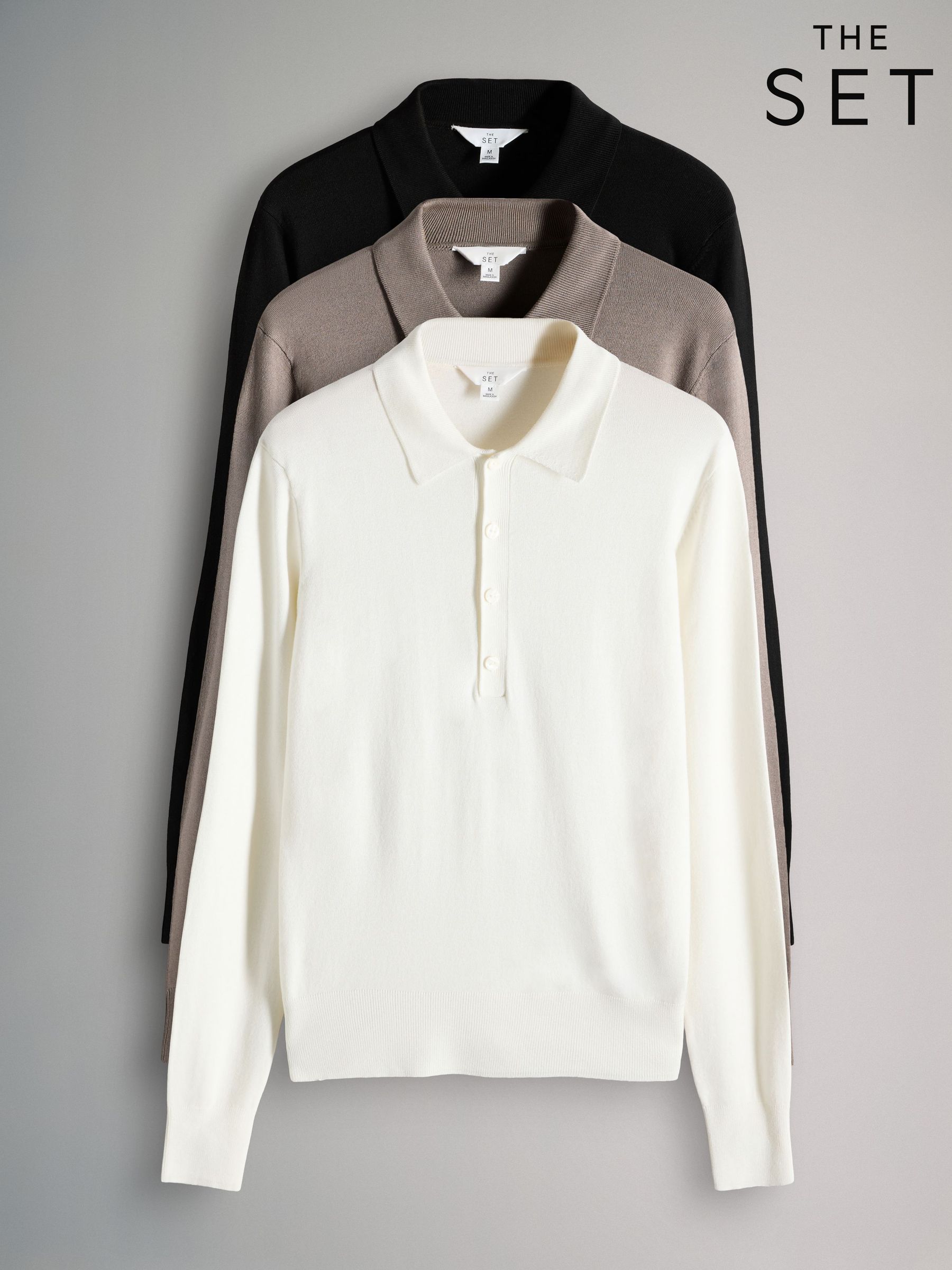 3 Pack Fine Knit Collared Polo Shirts (F33142) | £37.50