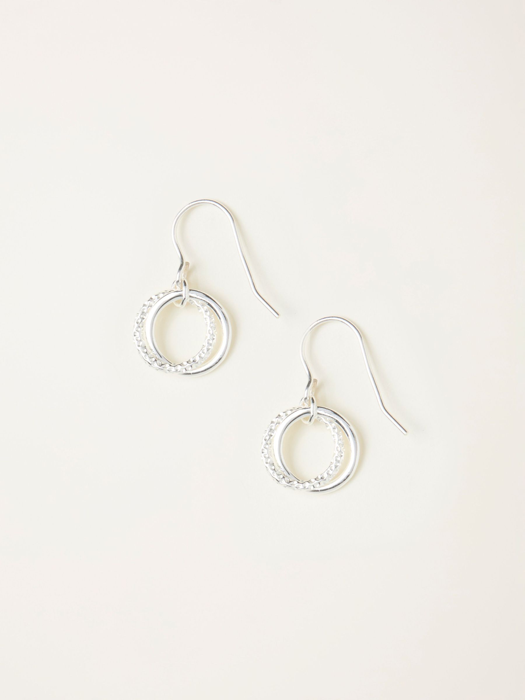 Silver Sterling Silver Double Hoop Drop Earring (F33216) | £25