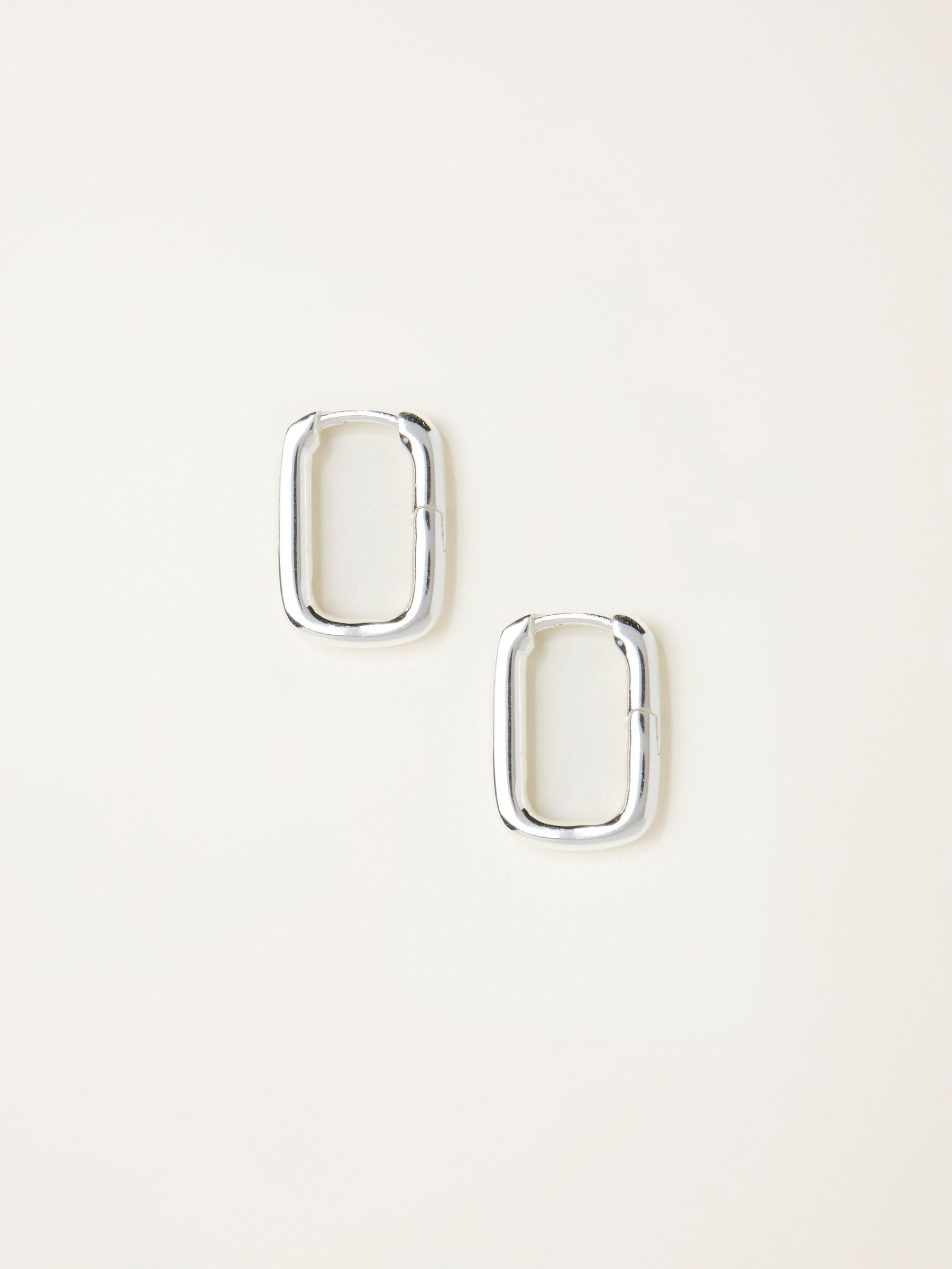 Silver Sterling Silver Oval Hoop Earrings (F33217) | £25