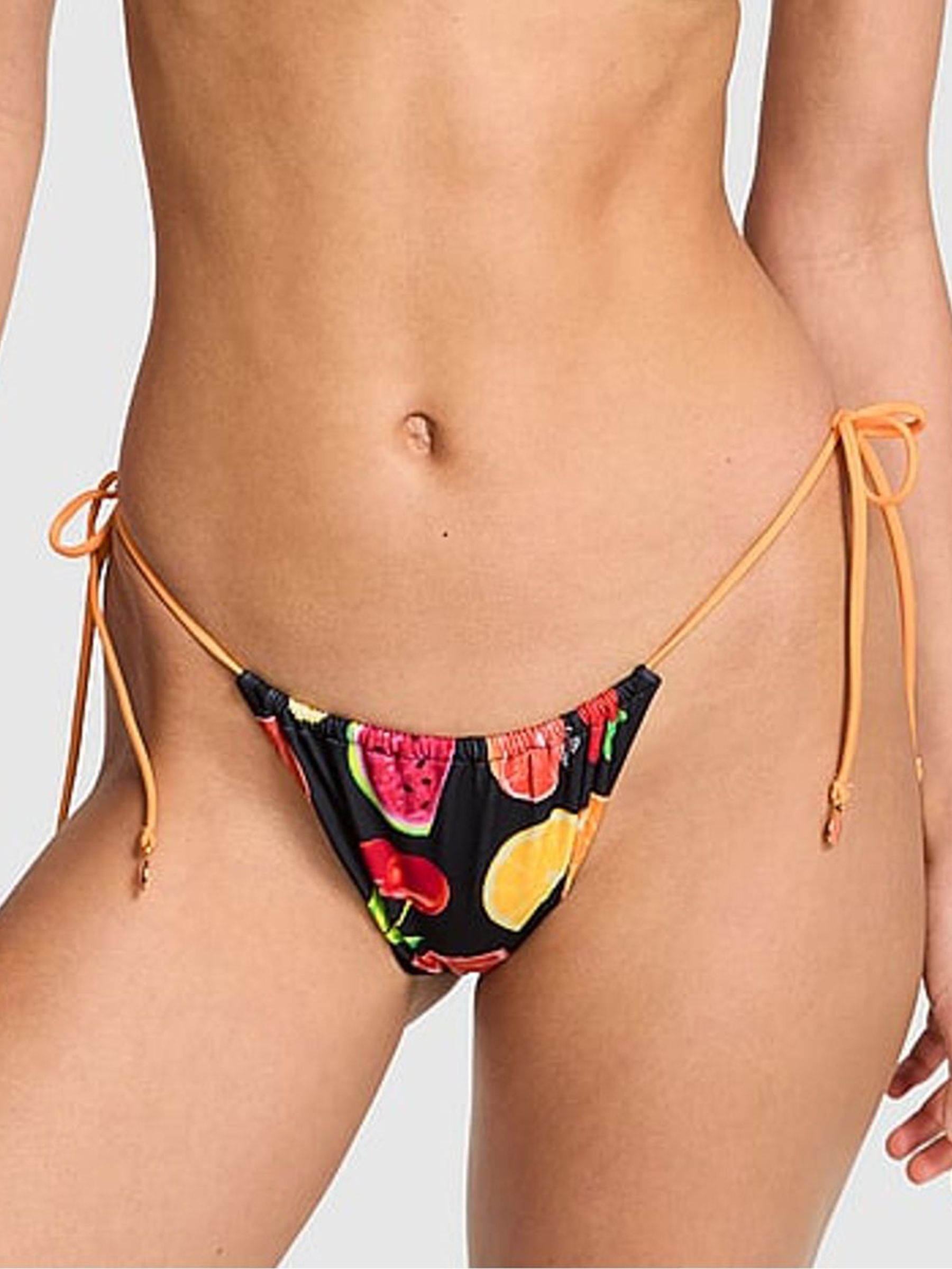 Black Fruit Cheeky Tie Side Charm Bikini Bottoms (F33671) | £26