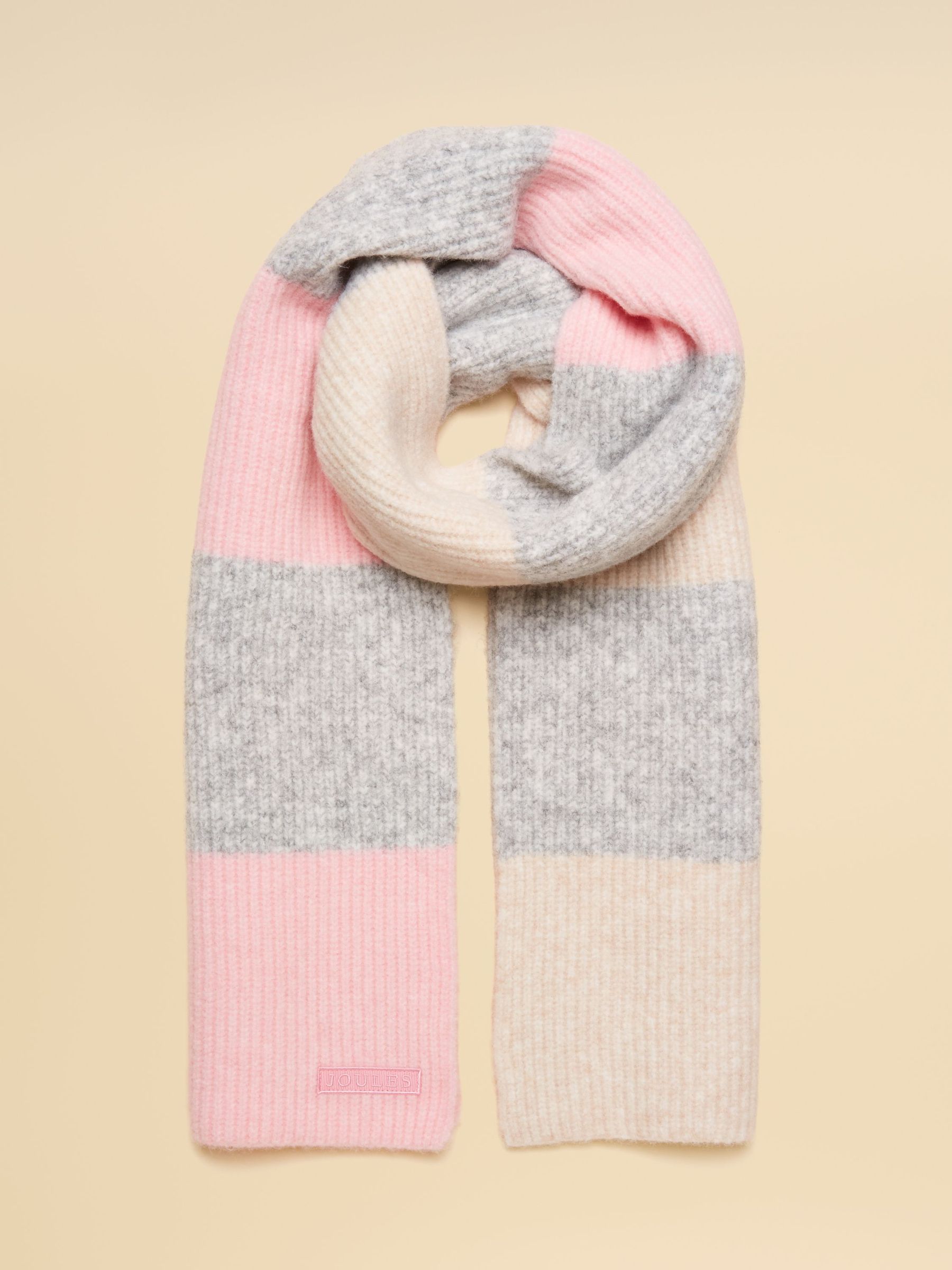 Popley Pink & Grey Stripe Scarf (F34521) | £23