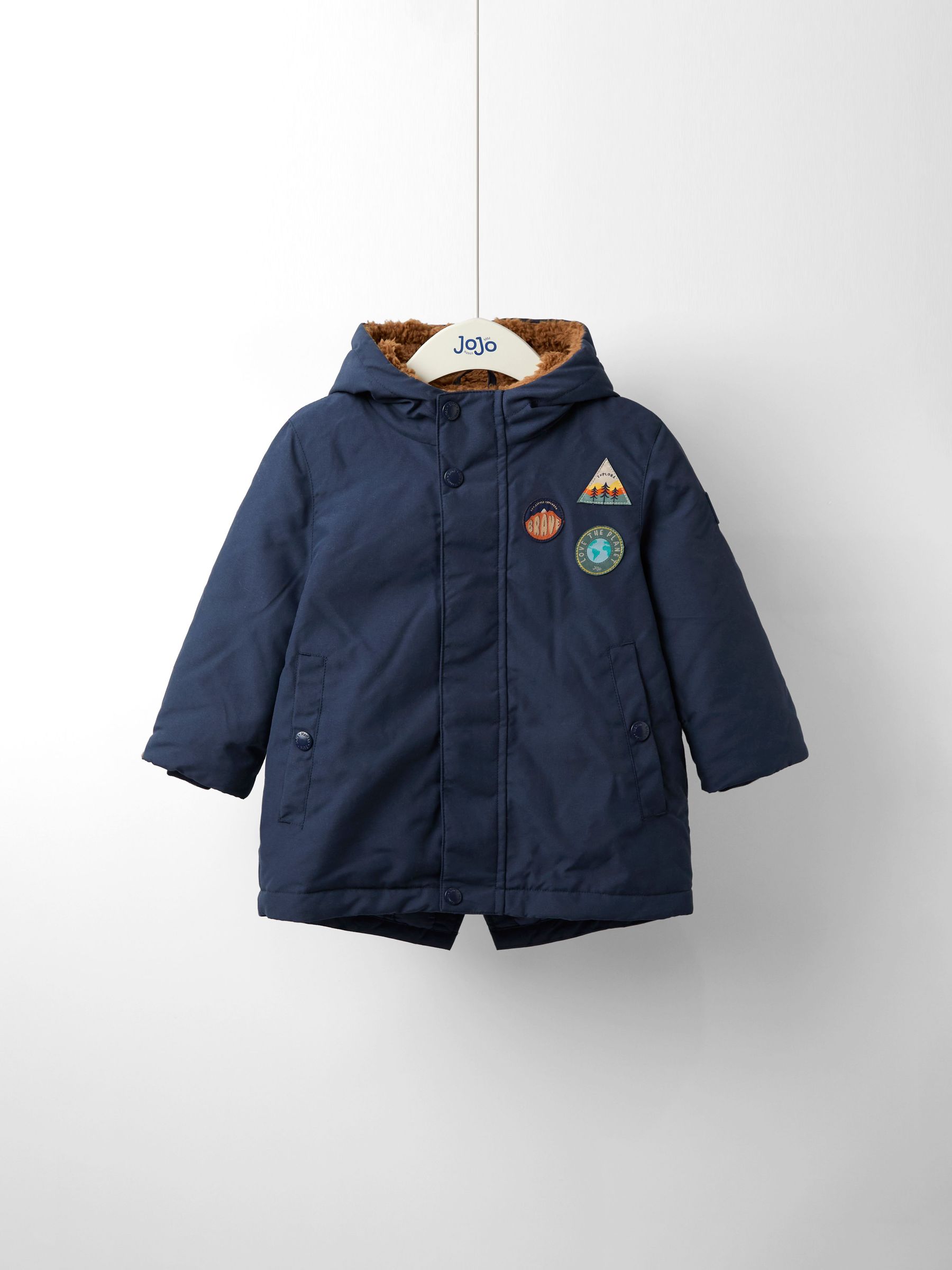 Navy Adventure Badge Borg Lined Parka (F34888) | £52.50