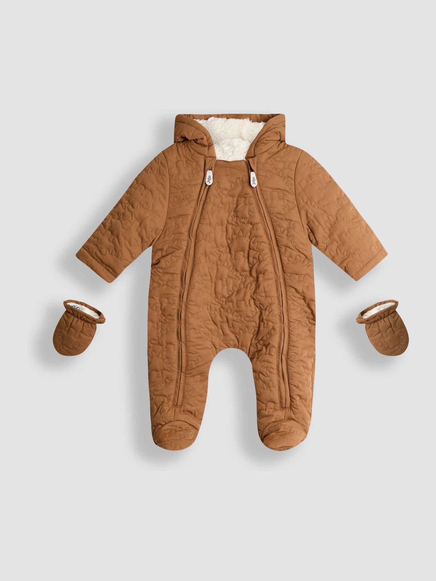 Brown Dino Quilted Baby Pramsuit (F34894) | £47.50