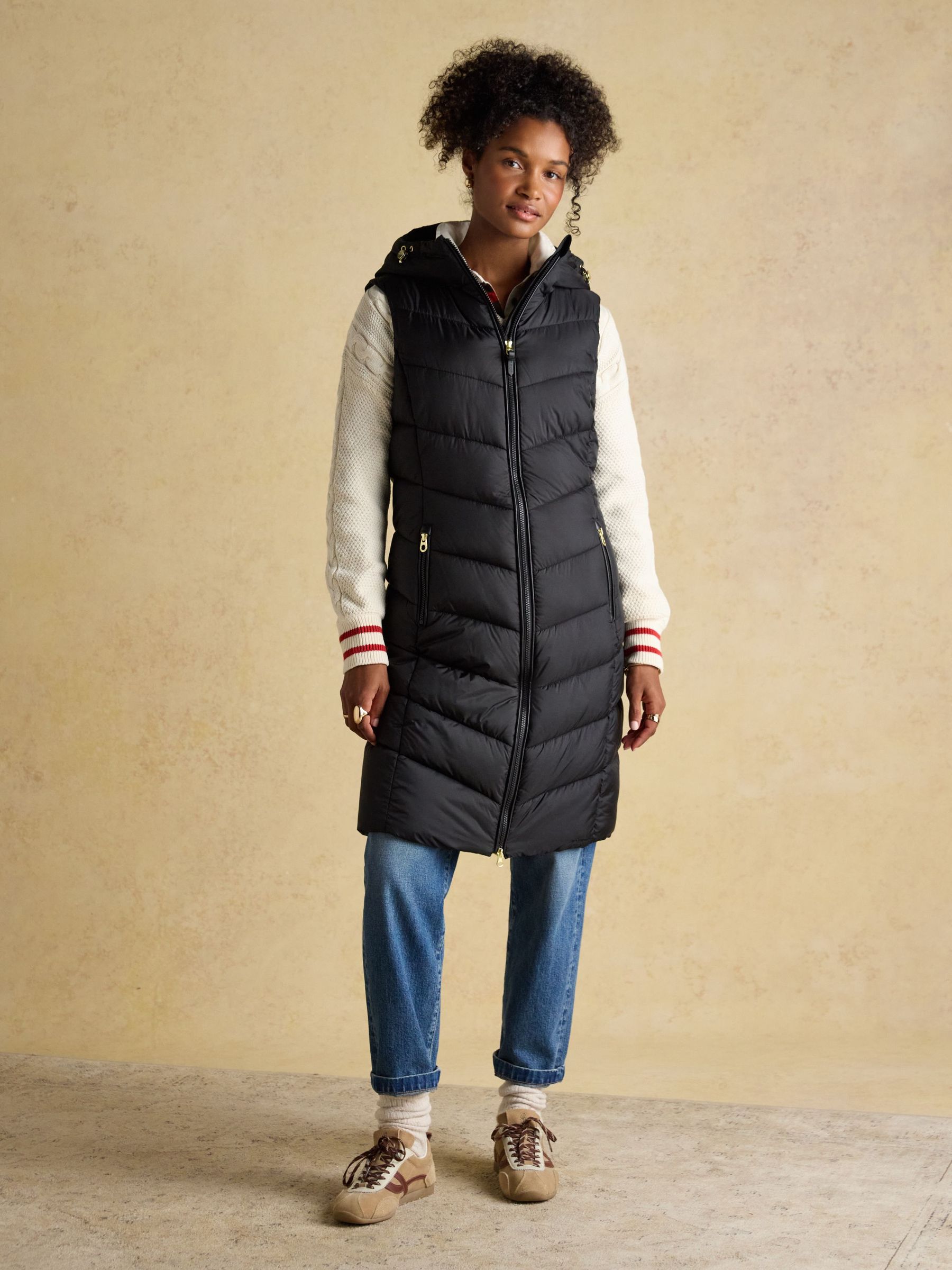 Moorsdale Black Longline Showerproof Padded Gilet with Hood (F34905) | £79