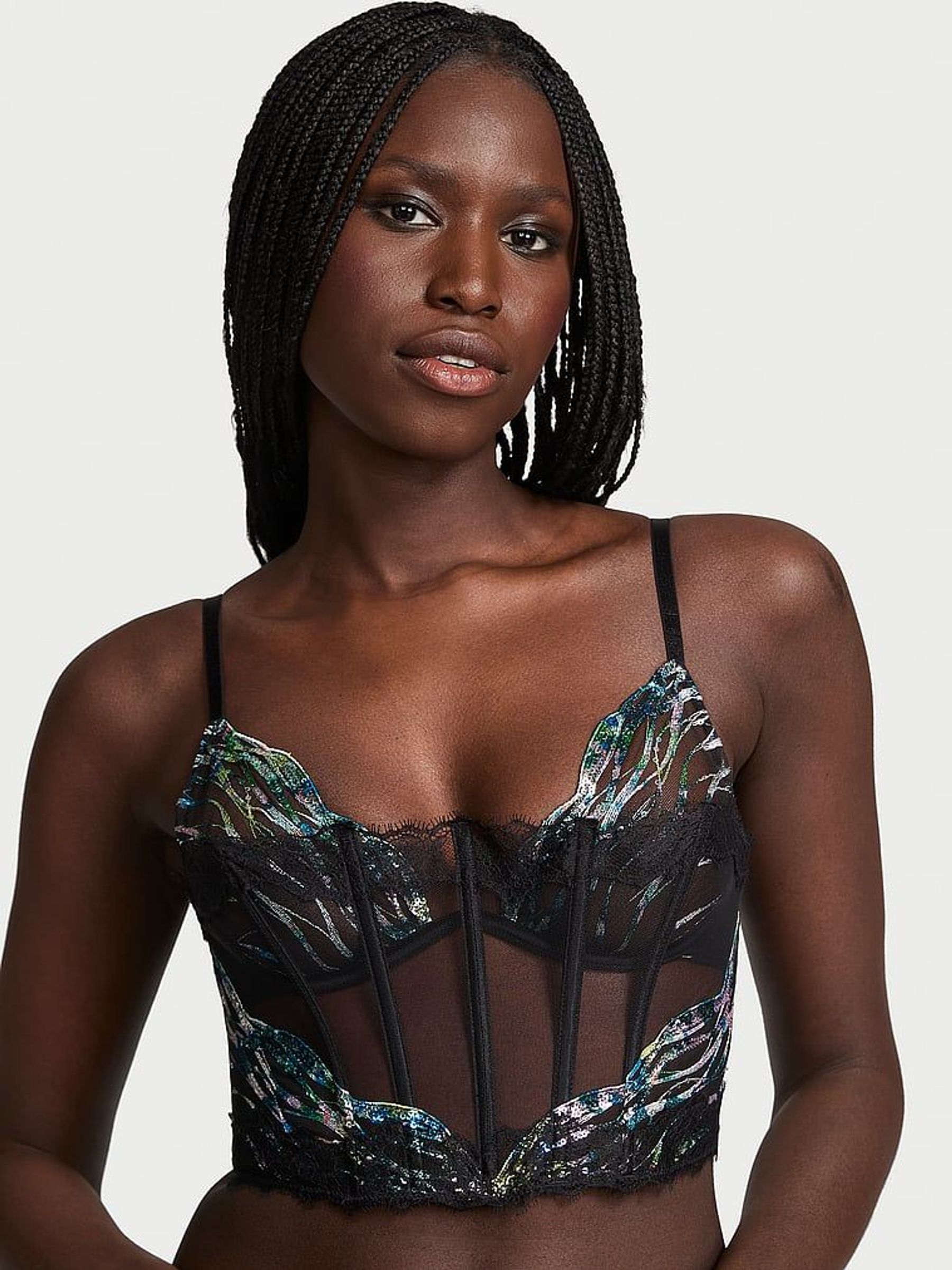 Siren Black Sequin Embroidery Corset (F35143) | £65