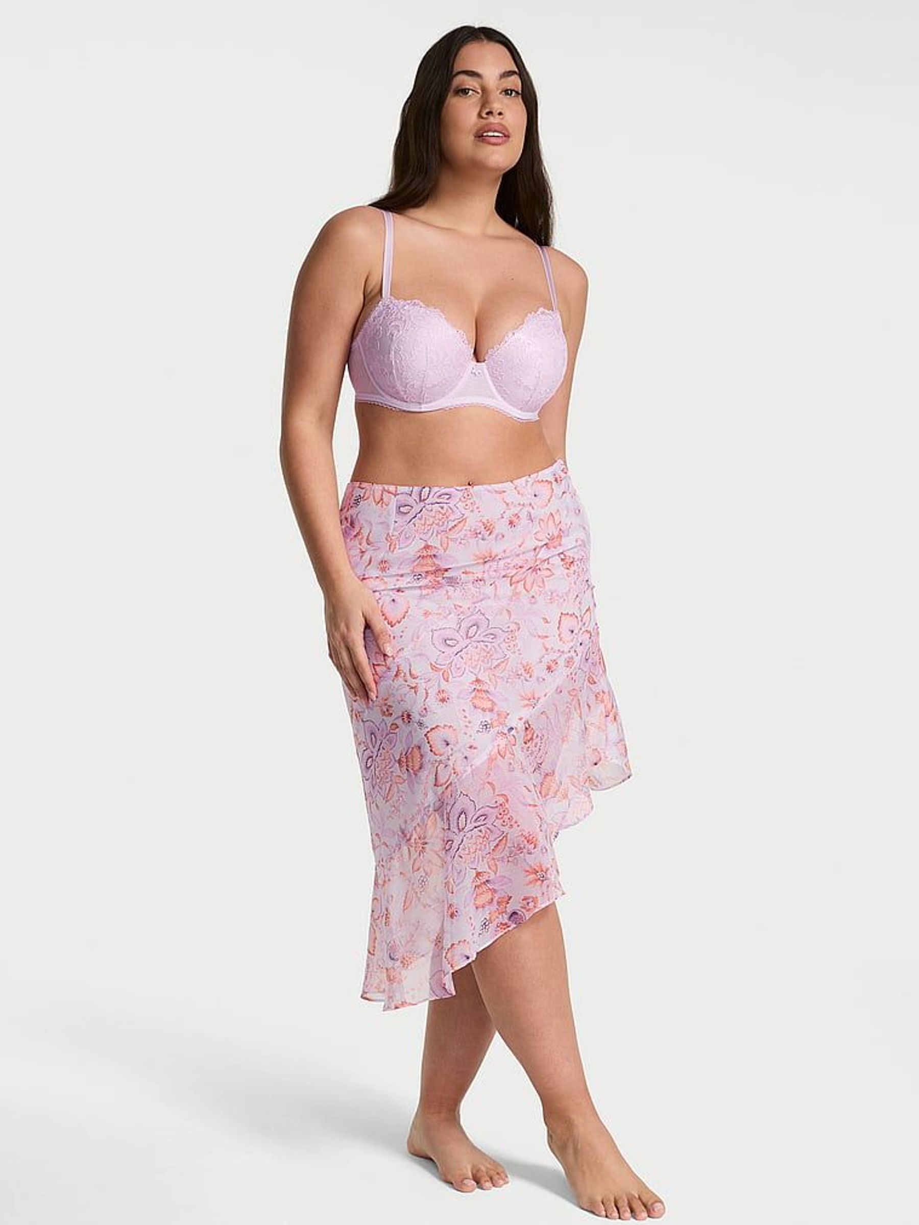 Delicate Violet Purple Blossom Chiffon Handkerchief Skirt (F35148) | £59