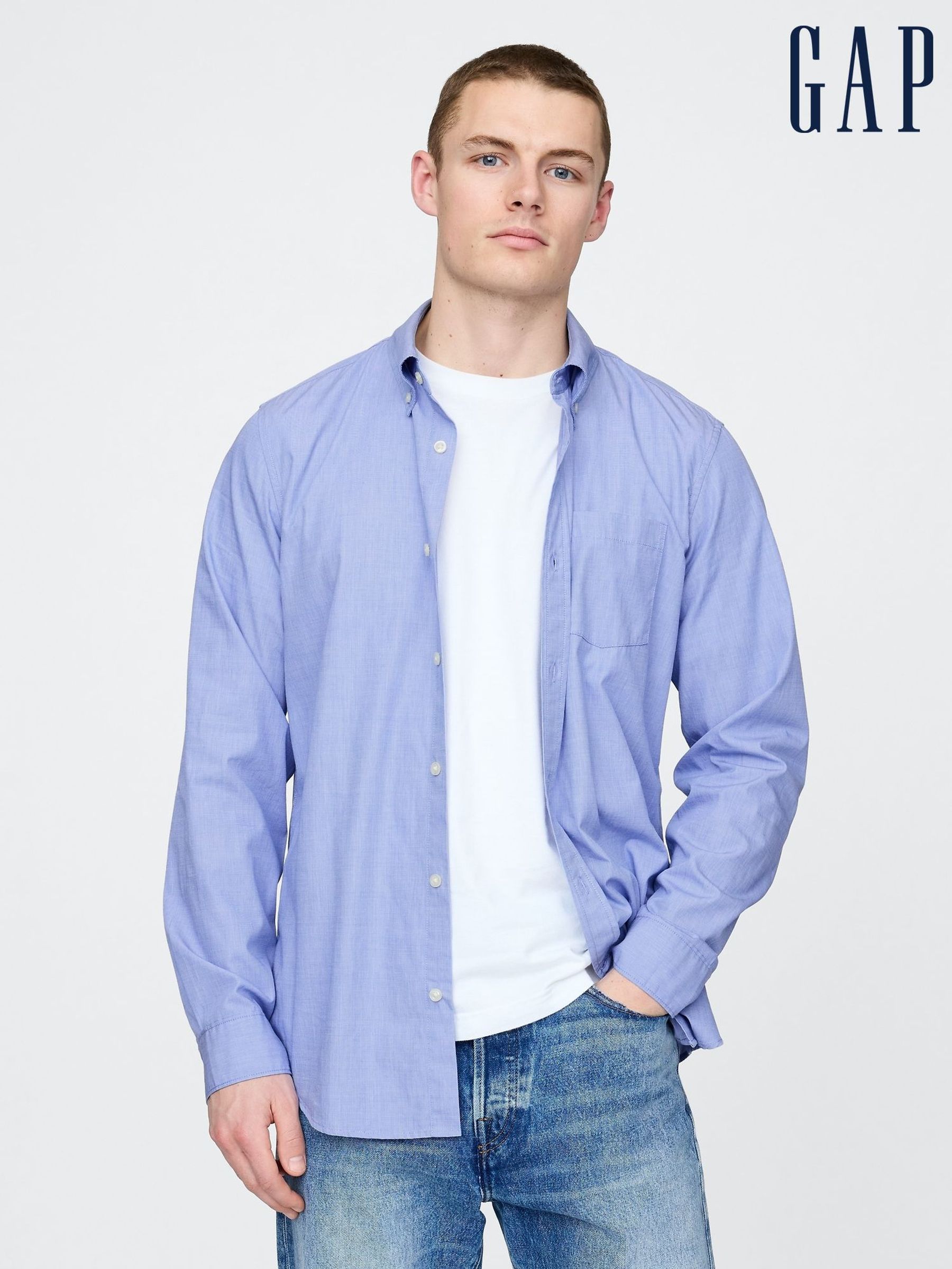 Blue Organic Cotton Poplin Classic Shirt (F35966) | £40