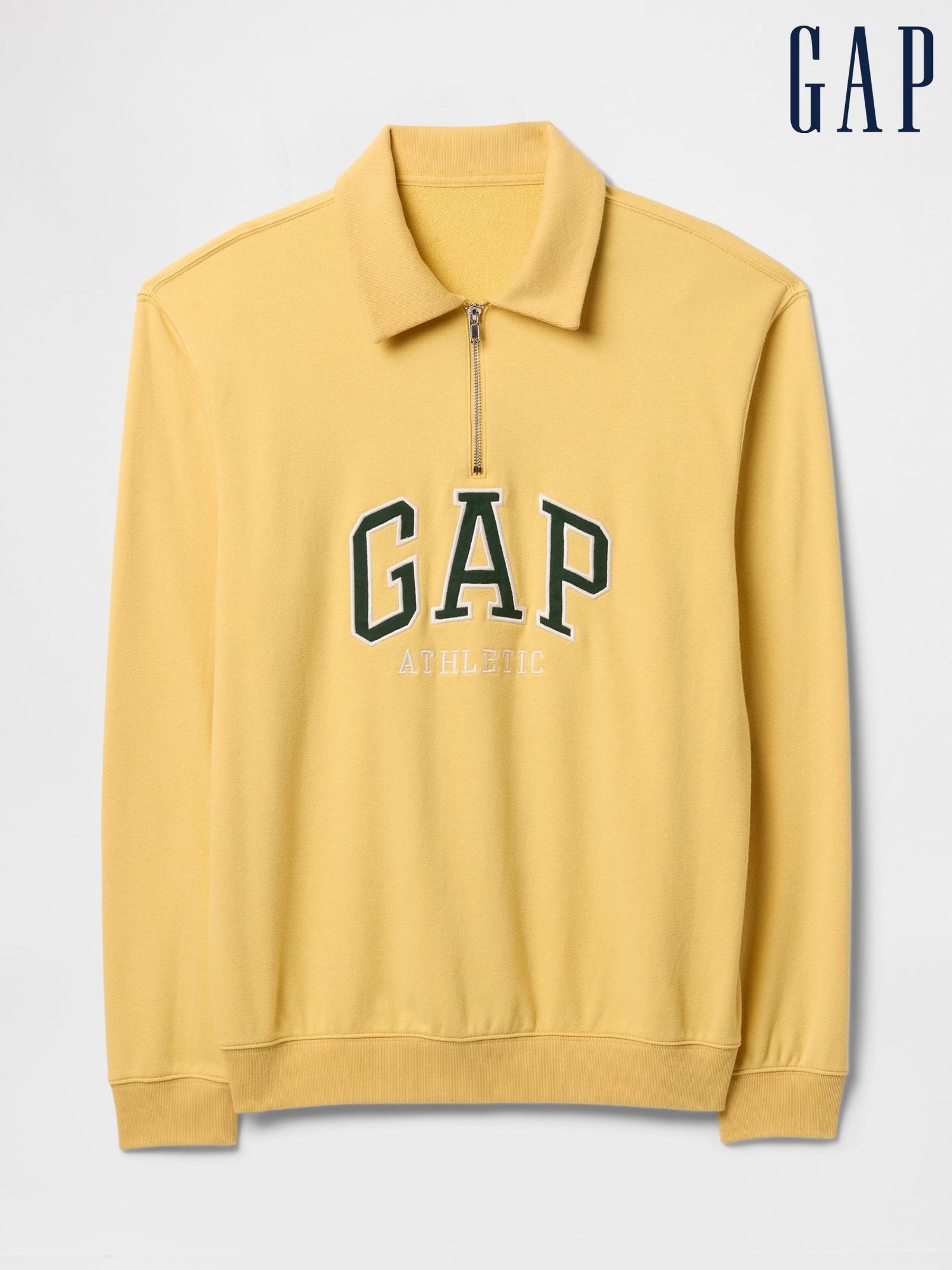 Yellow Vintage Soft Athletic Logo Quarter Zip Polo Sweatshirt (F35971) | £45