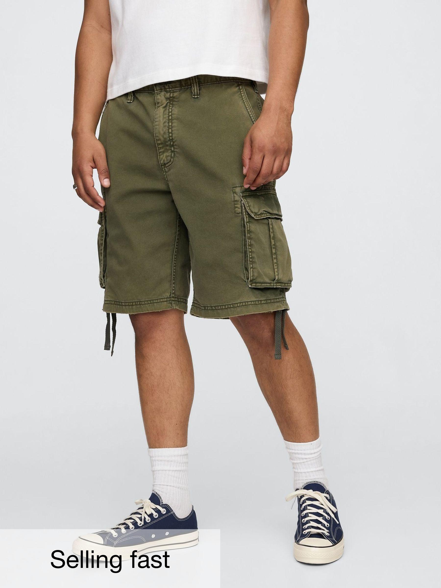 Olive Green Twill Cargo Baggy Shorts (F35987) | £50