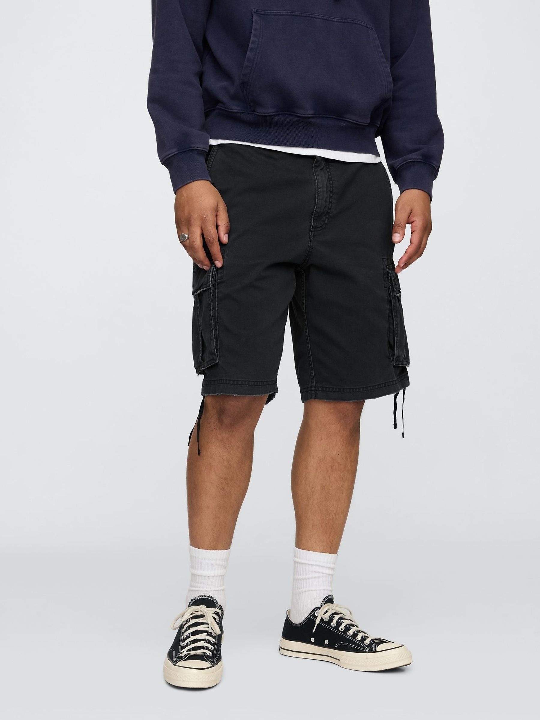 Black Twill Cargo Baggy Shorts (F35997) | £50