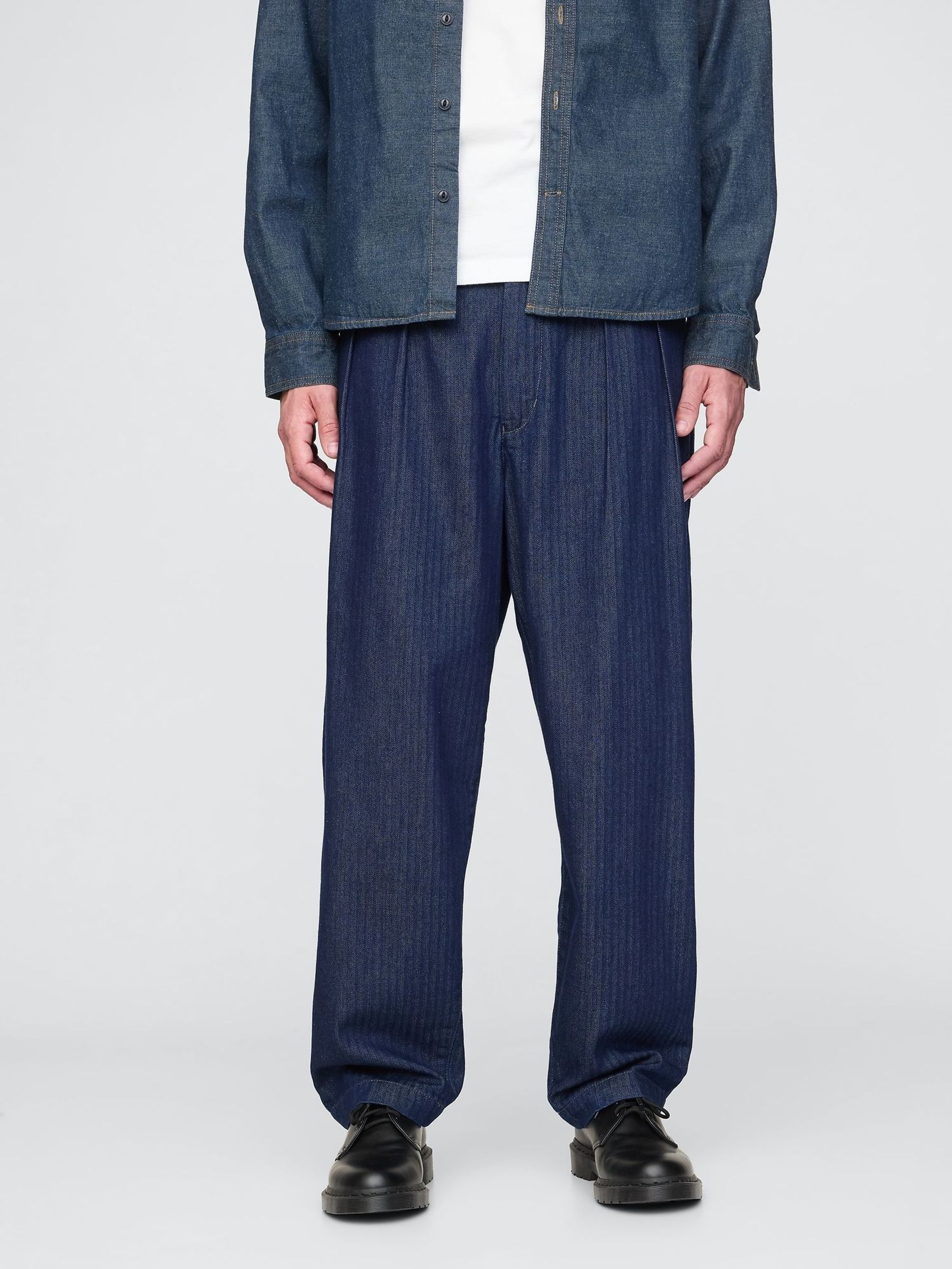 Grey UltraSoft Denim Herringbone Trousers (F36003) | £50