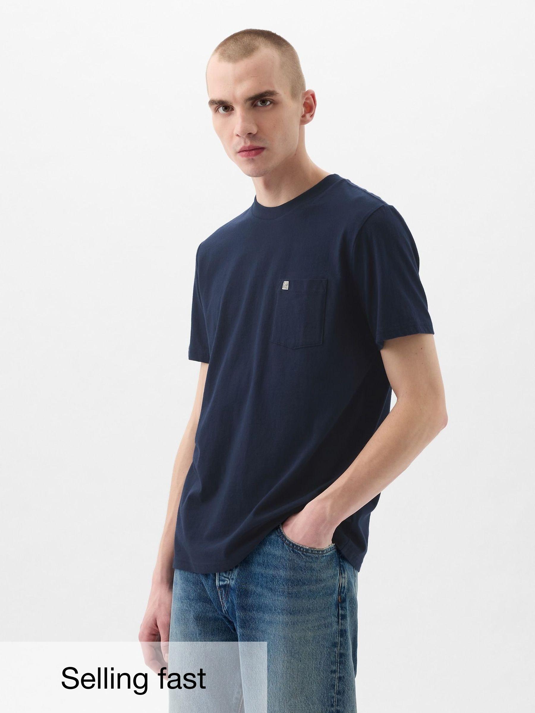 Navy Blue Organic Cotton Pocket T-Shirt (F36008) | £14