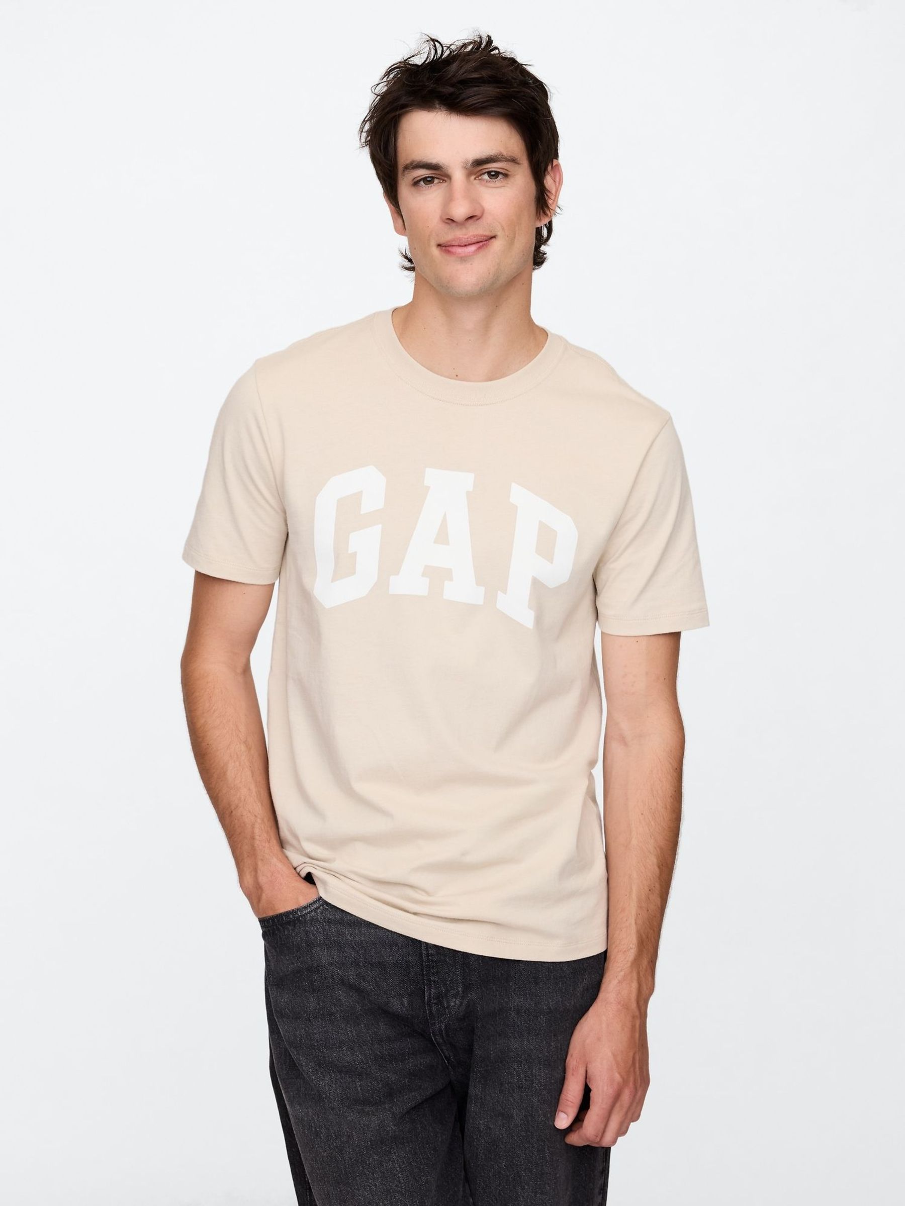 Beige Everyday Logo 100% Cotton Crew Neck Short Sleeve T-Shirt (F36021) | £14