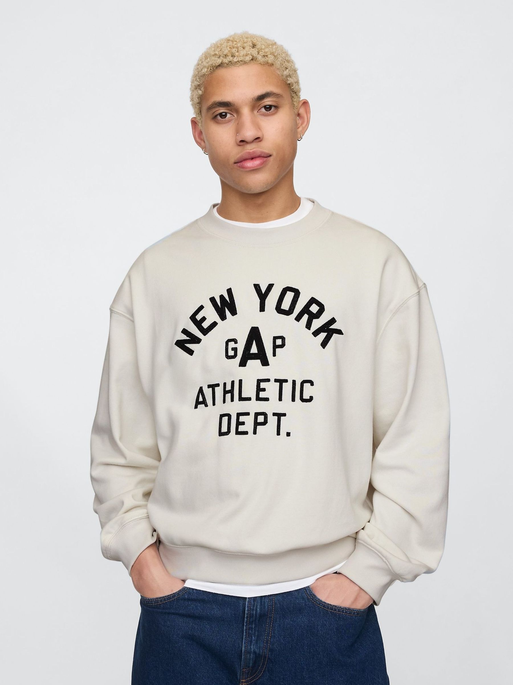 Beige Vintage Soft New York Athletic Logo Sweatshirt (F36024) | £50
