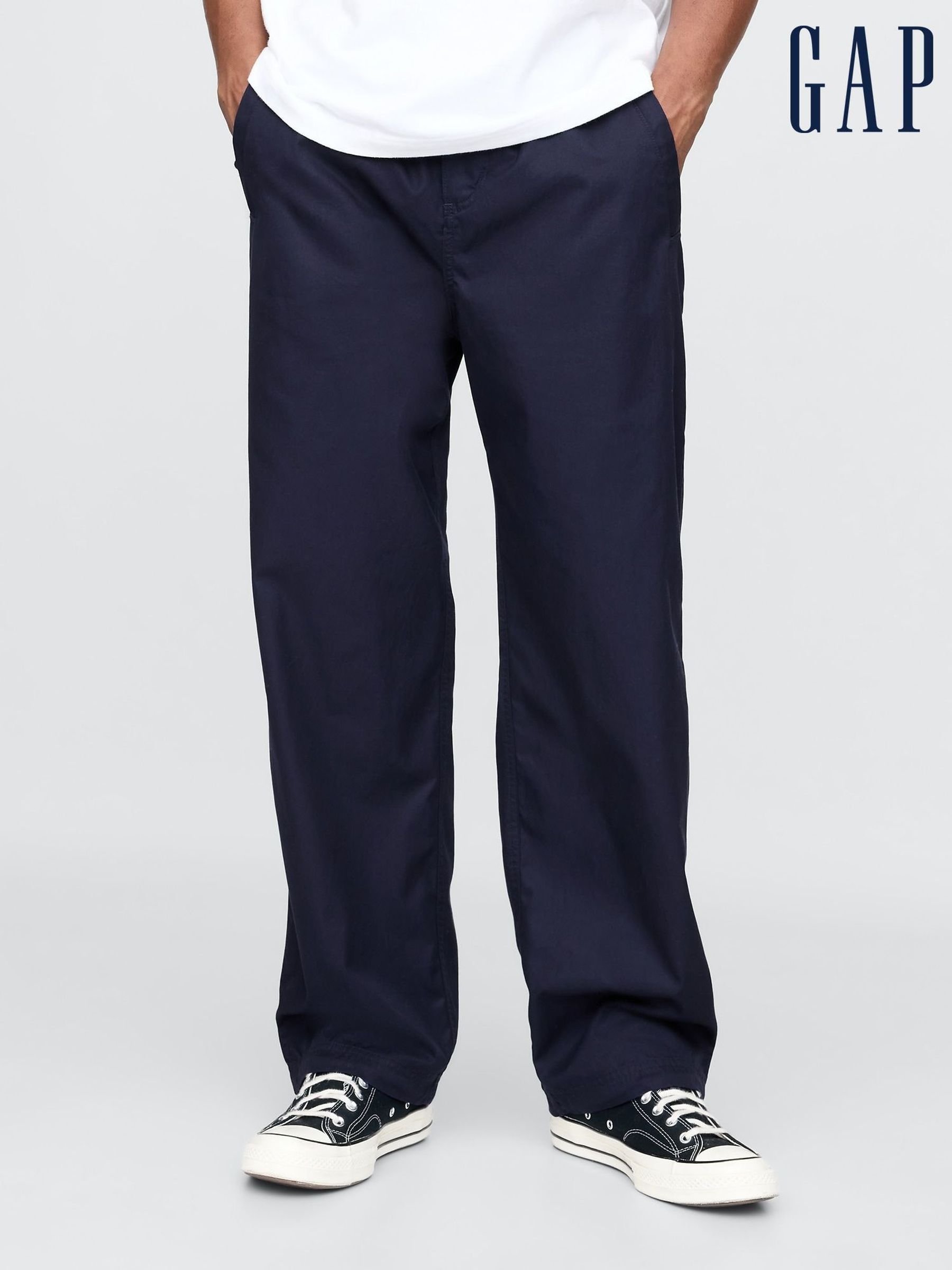 Navy Blue Soft Cotton Parachute Baggy Trousers (F36028) | £65
