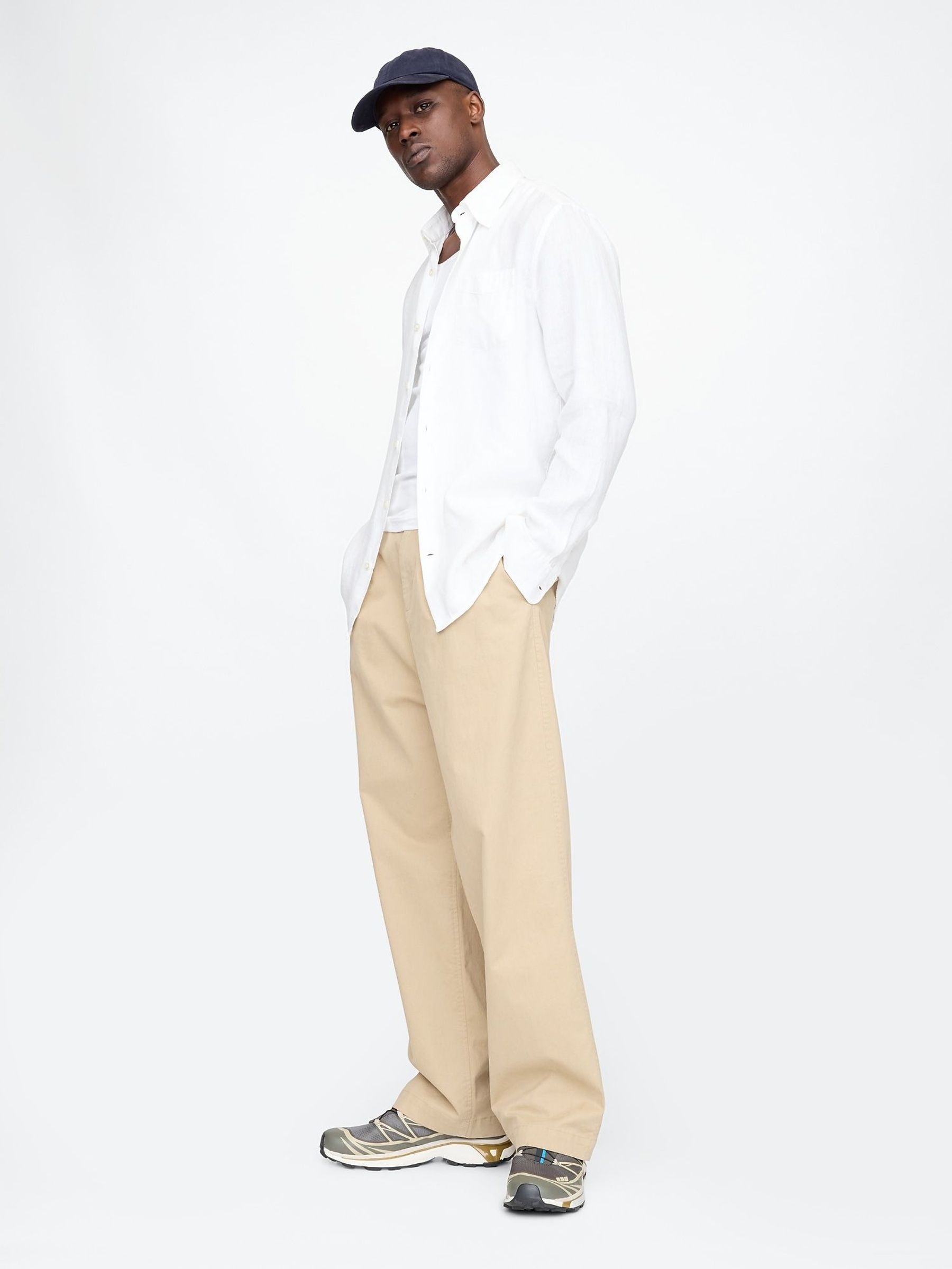 White 100% Linen Long Sleeve Classic Shirt (F36052) | £70