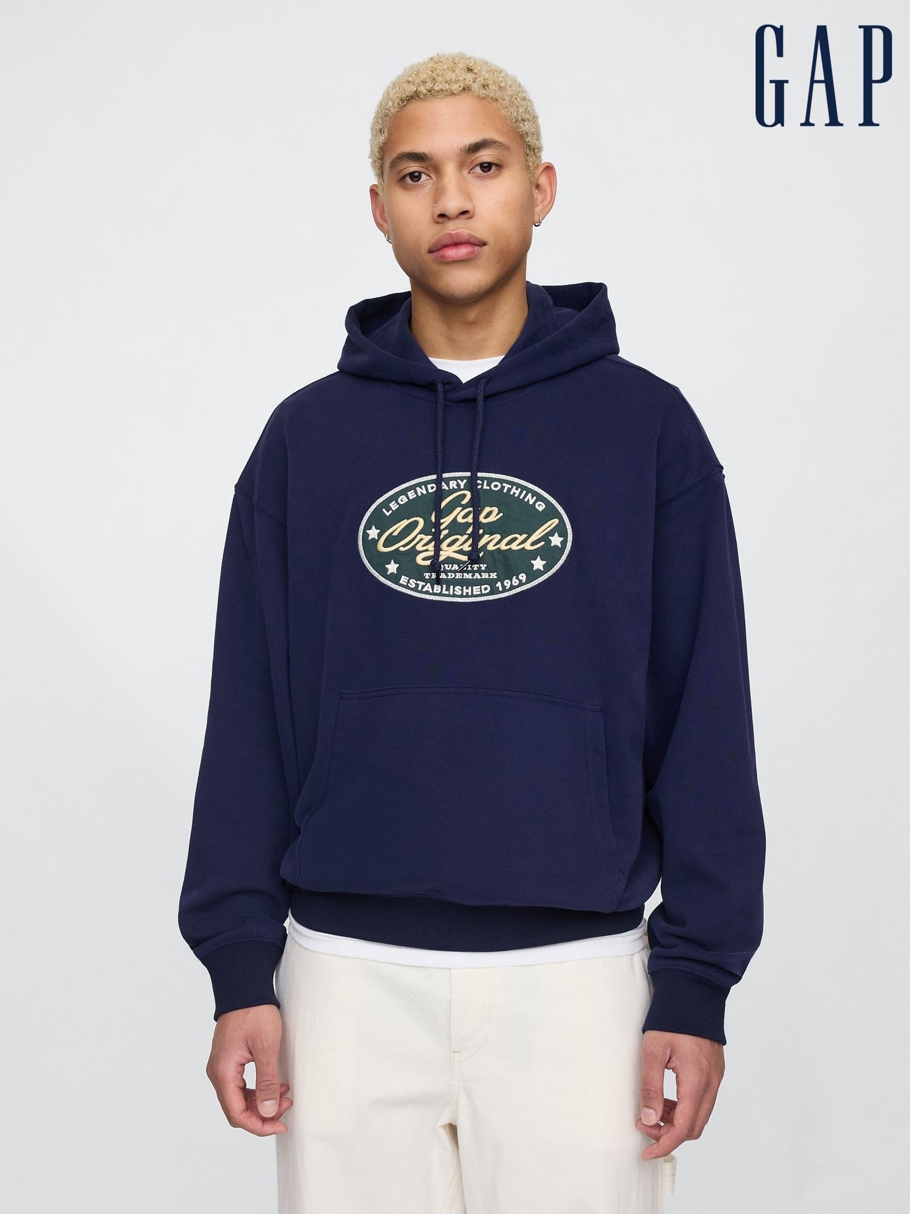 Navy Blue Vintage Soft Original Logo Hoodie (F36071) | £45