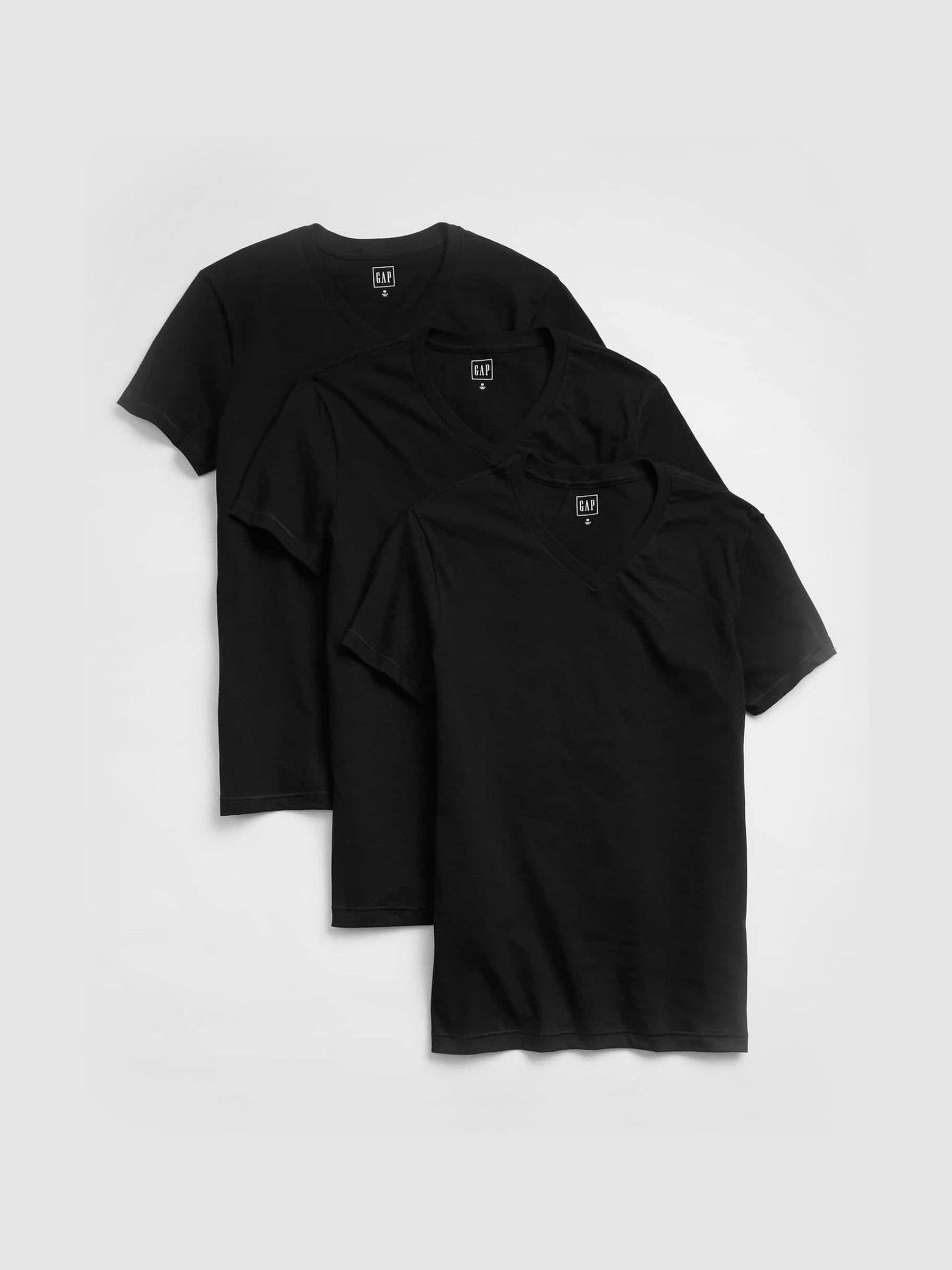 Black V-Neck Short Sleeve T-Shirts 3 Pack (F36518) | £30