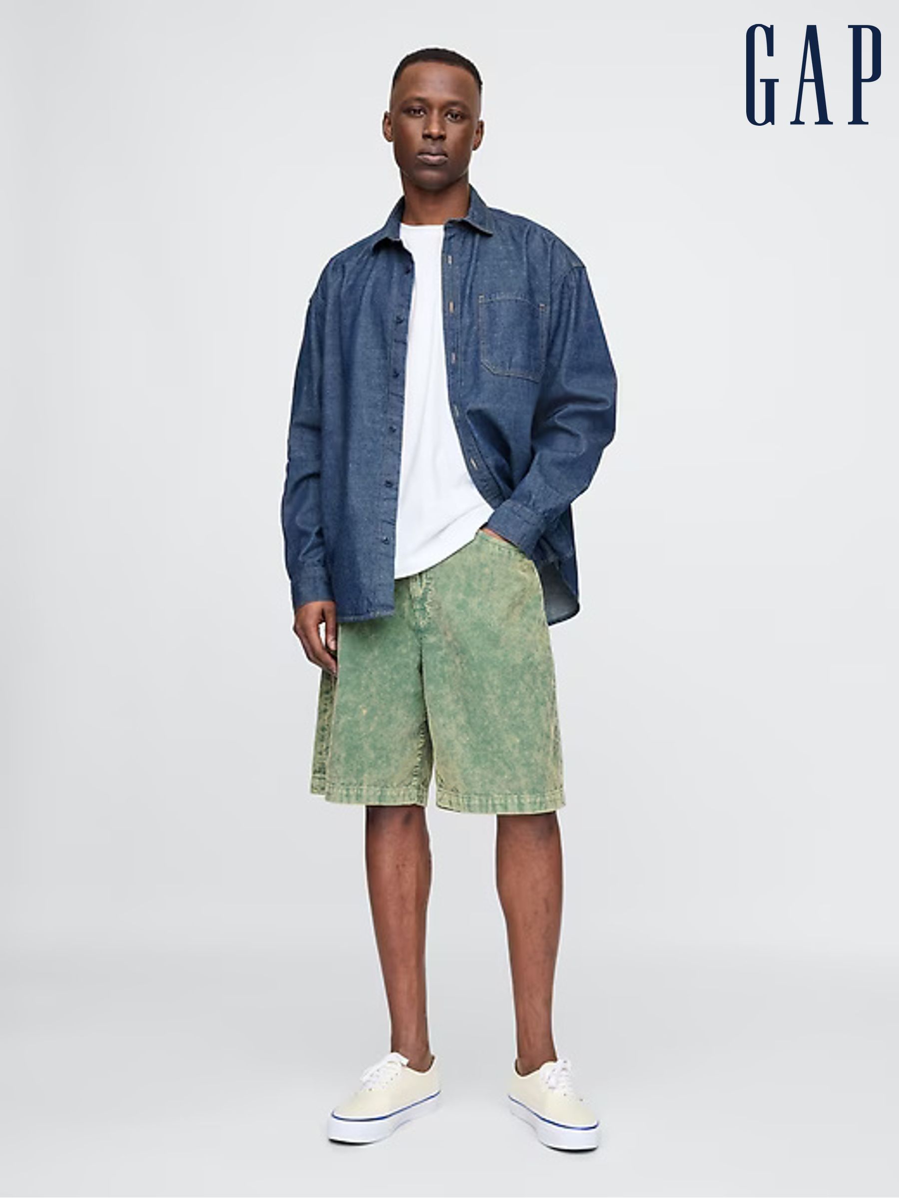 Green Washed Corduroy Carpenter Shorts (F36522) | £45