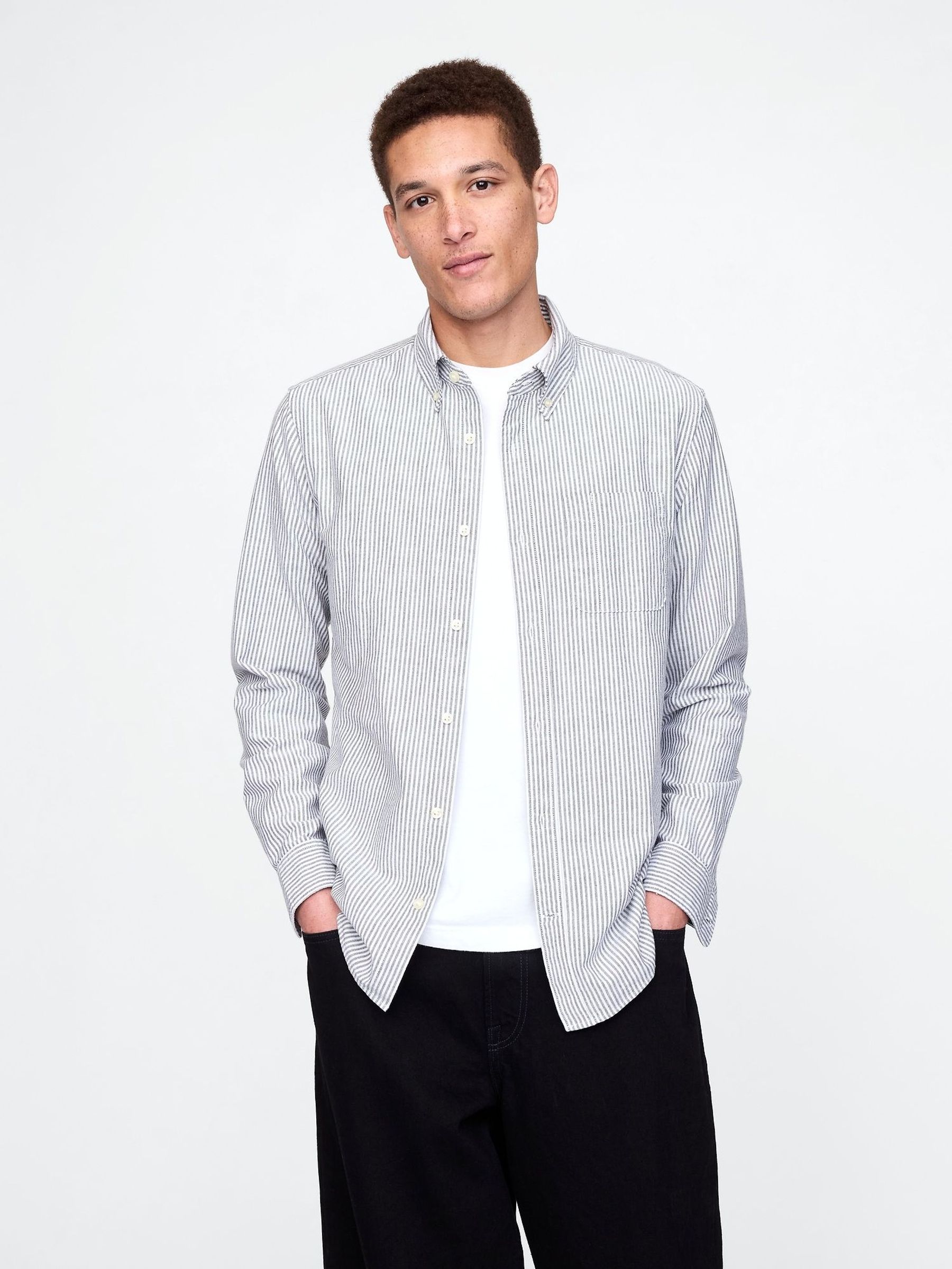 Blue Stripe Regular Fit Long Sleeve Oxford Shirt (F36526) | £40