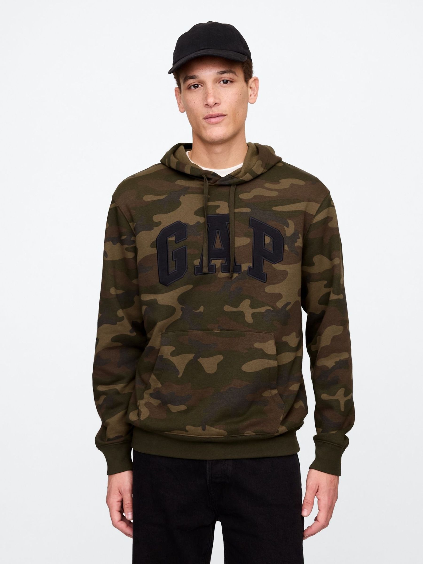 Brown Camo Pullover Arch Logo Hoodie (F36552) | £35