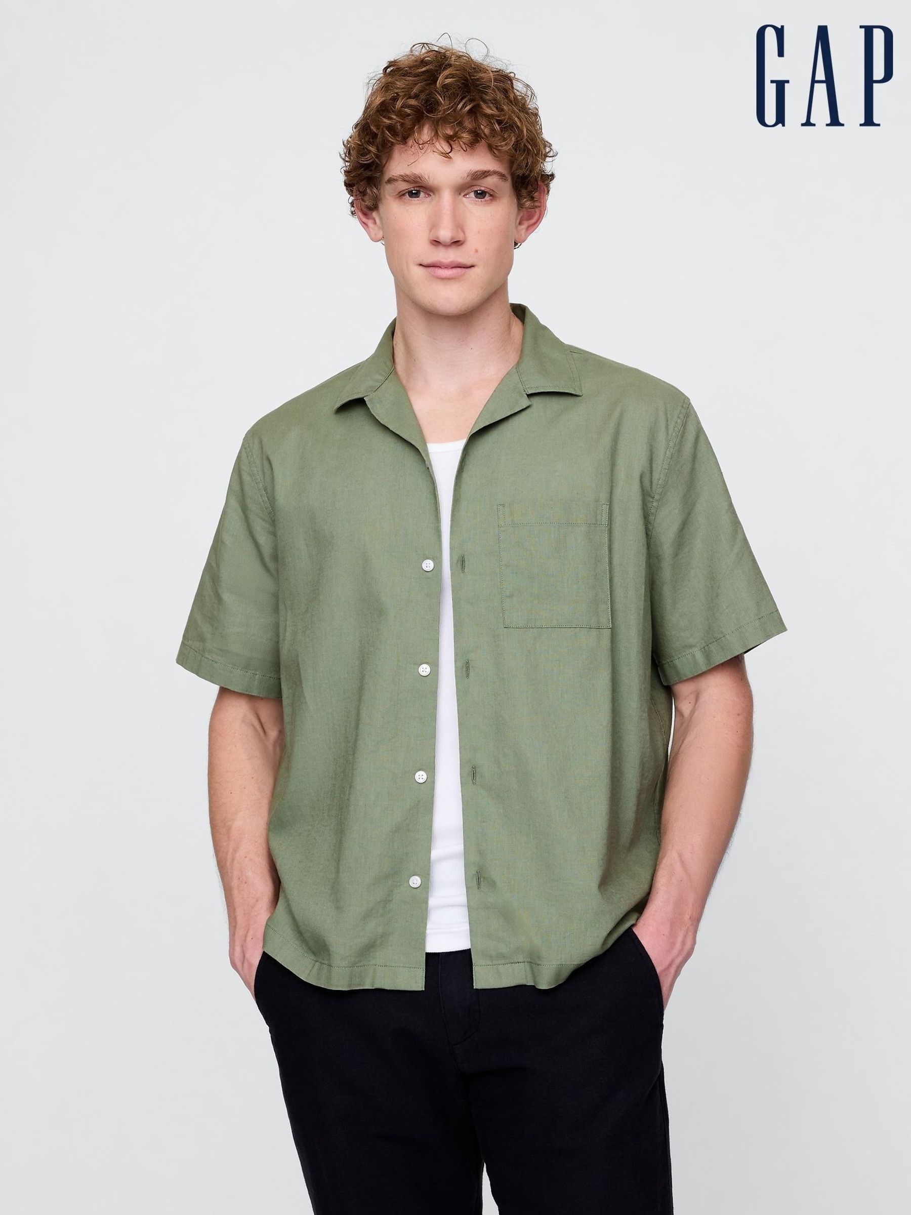 Green Linen-Cotton Shirt (F36554) | £45